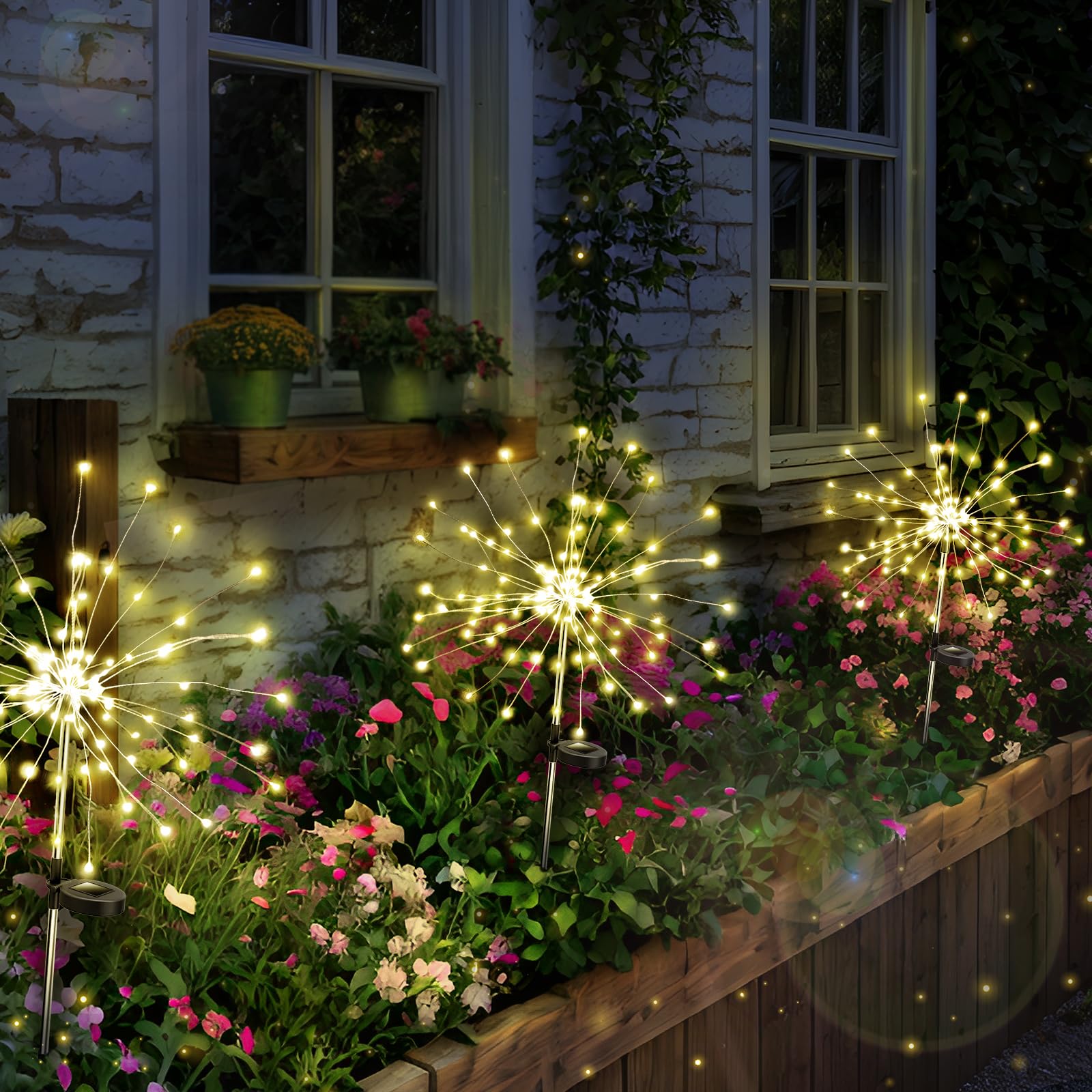 Anordsem Solar Garden Lights Outdoor: Fairy Fireworks Light Waterproof For Yard Decorative Outside - Firefly Starbuck Led Lighting Patio Pathway House Decorations