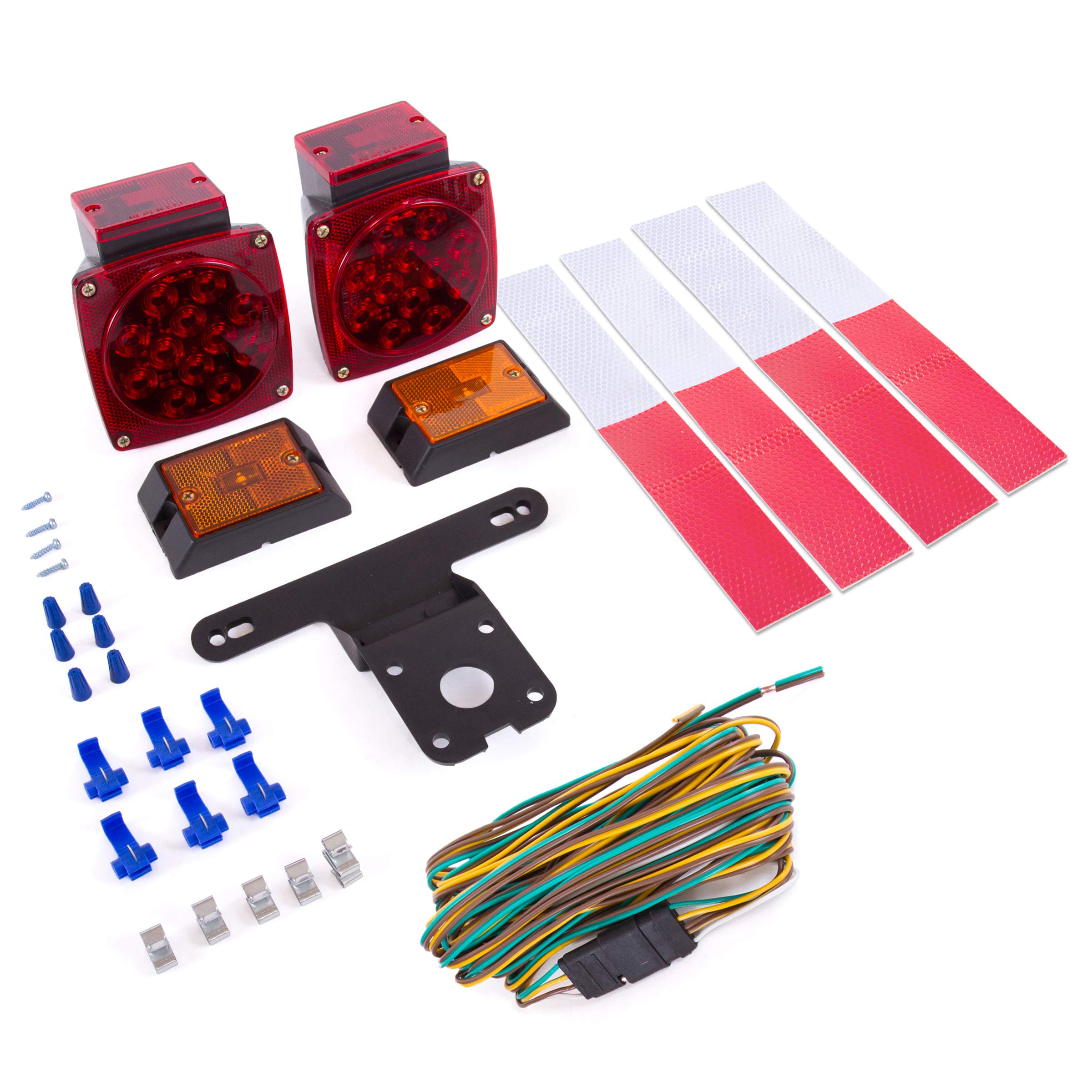 Wellmax 12V Led Trailer Lights Kit, Submersible And Waterproof, Attachable Tail Lights For Rv, Marine, Boat, Trailer, Camper