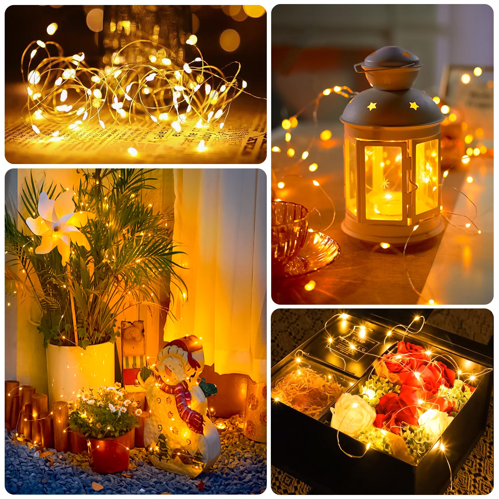 Sinamer 6 Pack Fairy Lights Battery Operated String Lights, 7Ft 20 Led Mini Lights, Waterproof Silver Wire Starry For Mason Jars Diy Wedding Party Bedroom Christmas (Warm White)