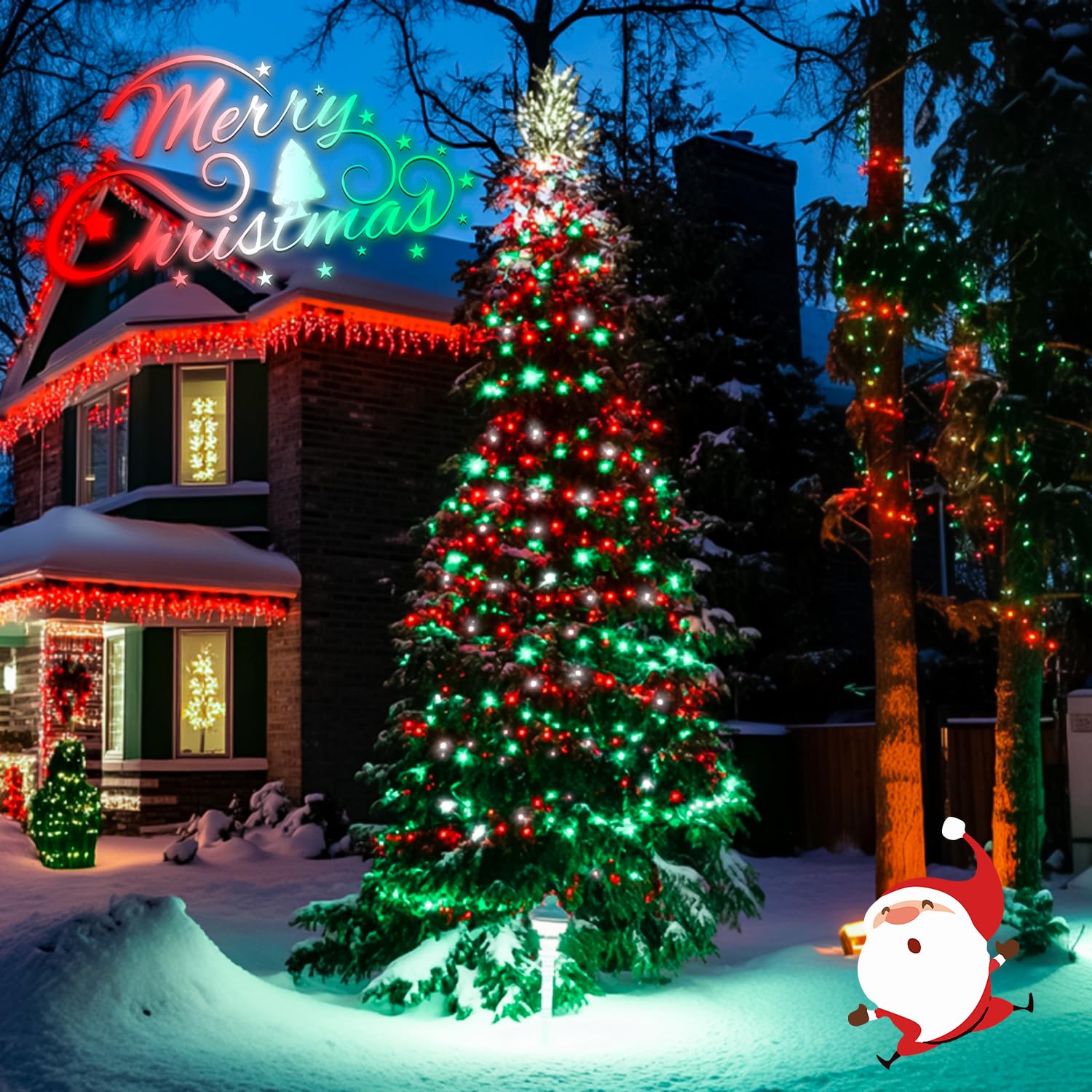 Led Christmas Lights Outdoor Waterproof - 200 Red White And Green String Lights Indoor Clear Wire - 8 Modes 66Ft Extendable Fair