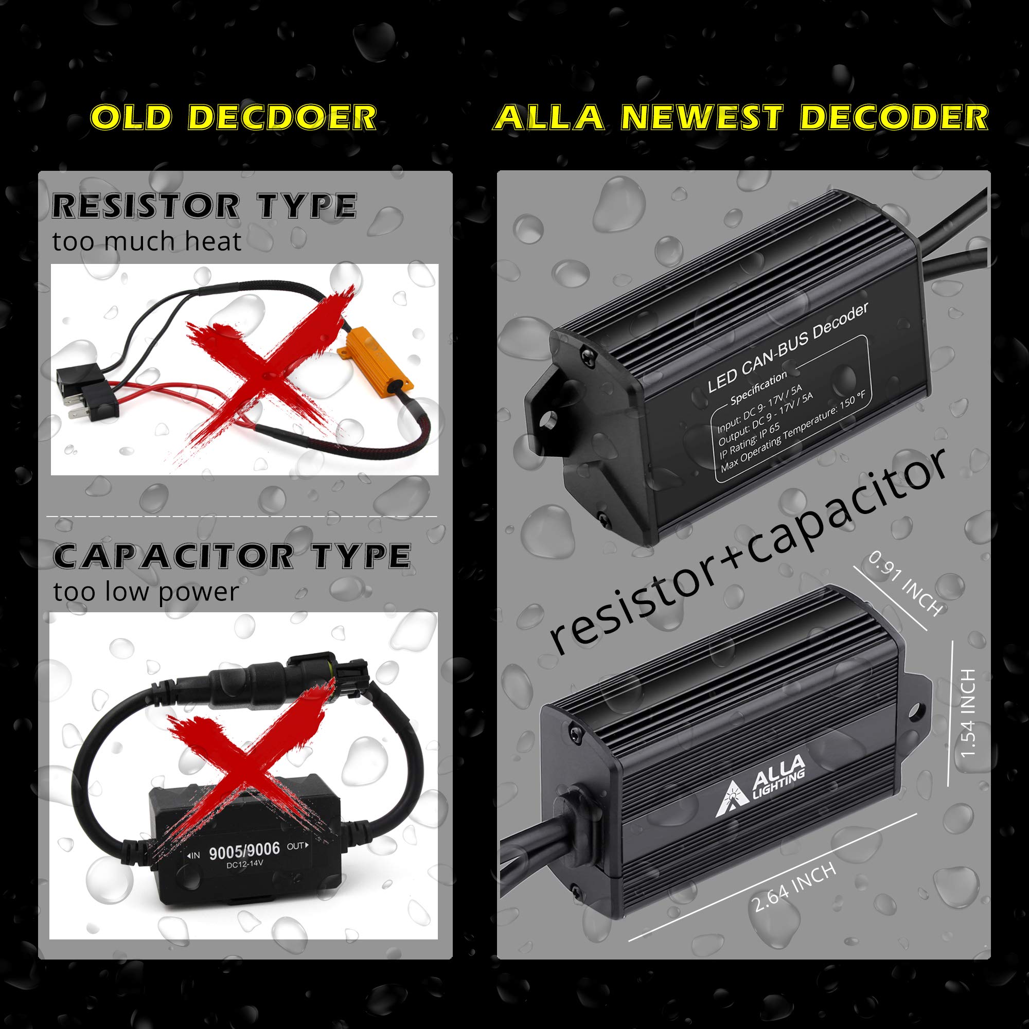 Alla Lighting 9008 H13 Led Decoders Can Bus Error Free For Led/Drl Kits Bulbs Anti-Flickering/Blinking