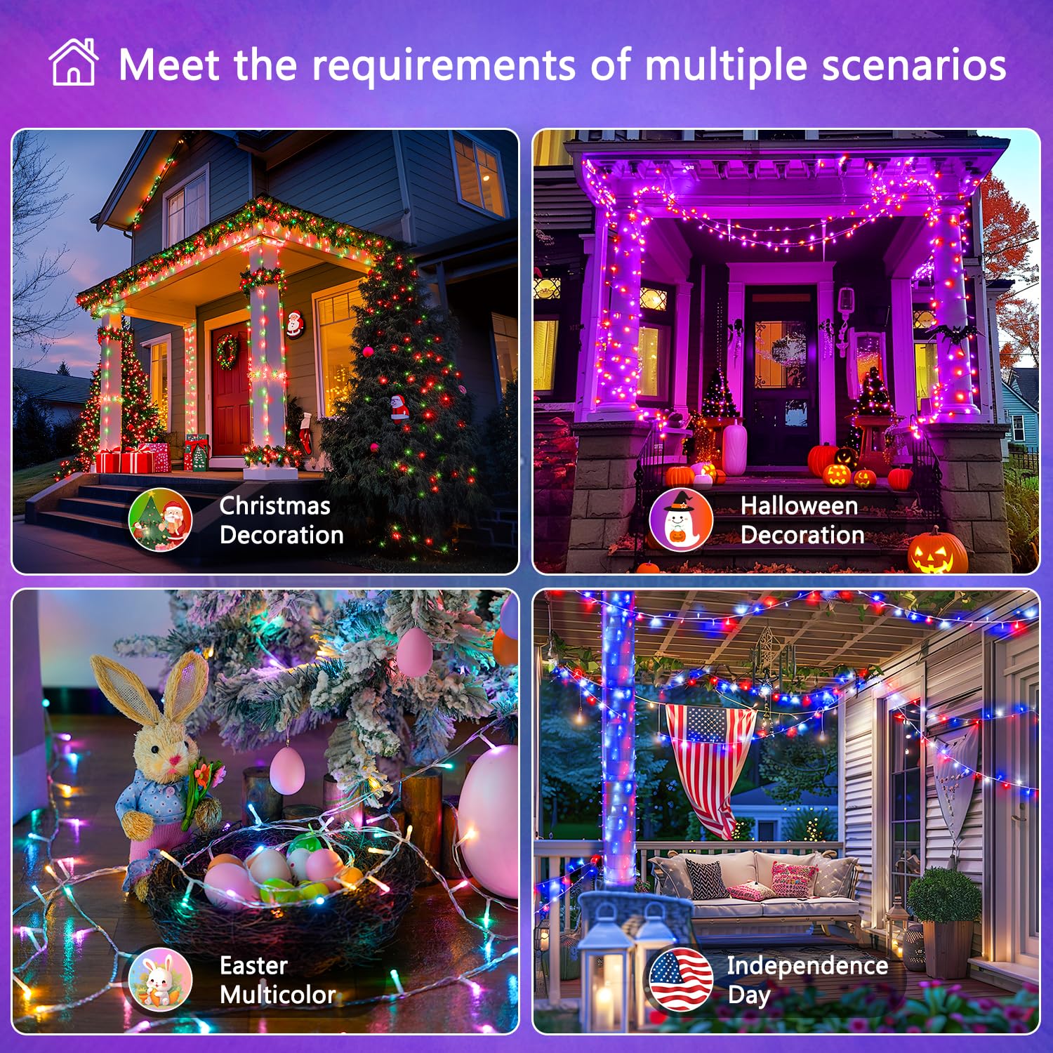 Jmexsuss 200 Led Rgb String Light Outdoor Indoor  Christmas Lights Outdoor Clear Wire Christmas Lights Plug In For Bedroom Tree Room Party Birthday Decorations