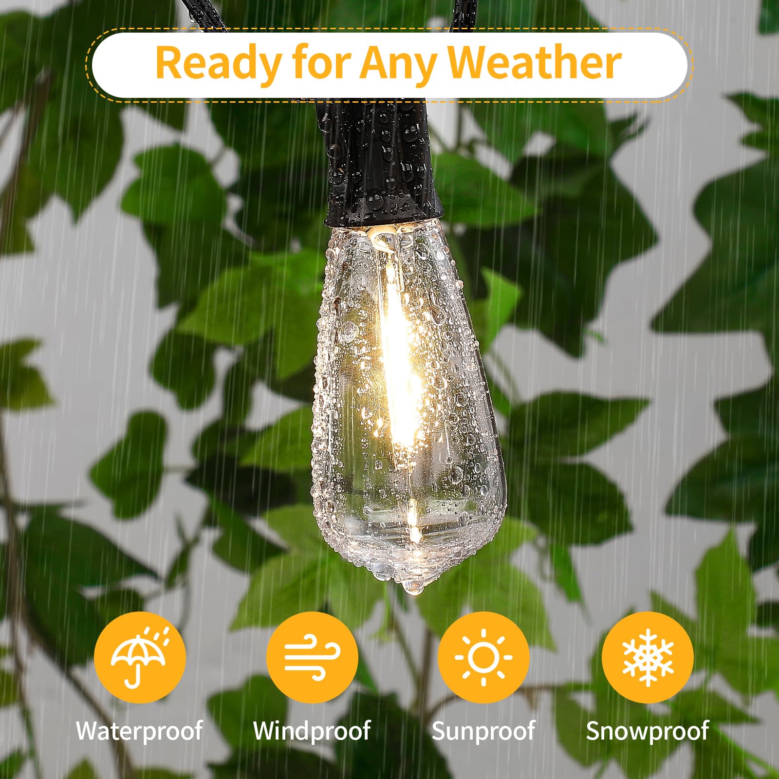 Hobbynors 25 Pack ST40 LED Replacement Bulbs, Shatterproof, Warm White 2700K, E17 Base, Energy Saving, Weather-Resistant