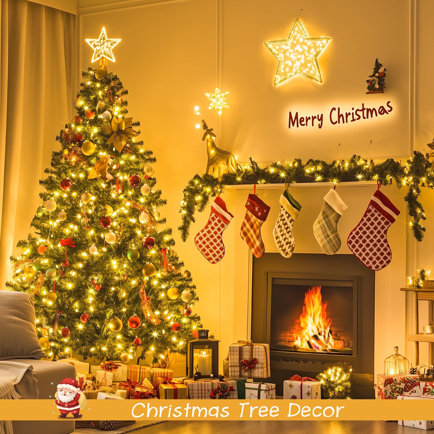 JMEXSUSS 100 LED Warm White String Lights, 33ft Indoor/Outdoor, Connectable, 8 Modes, Model EXS-S-0100