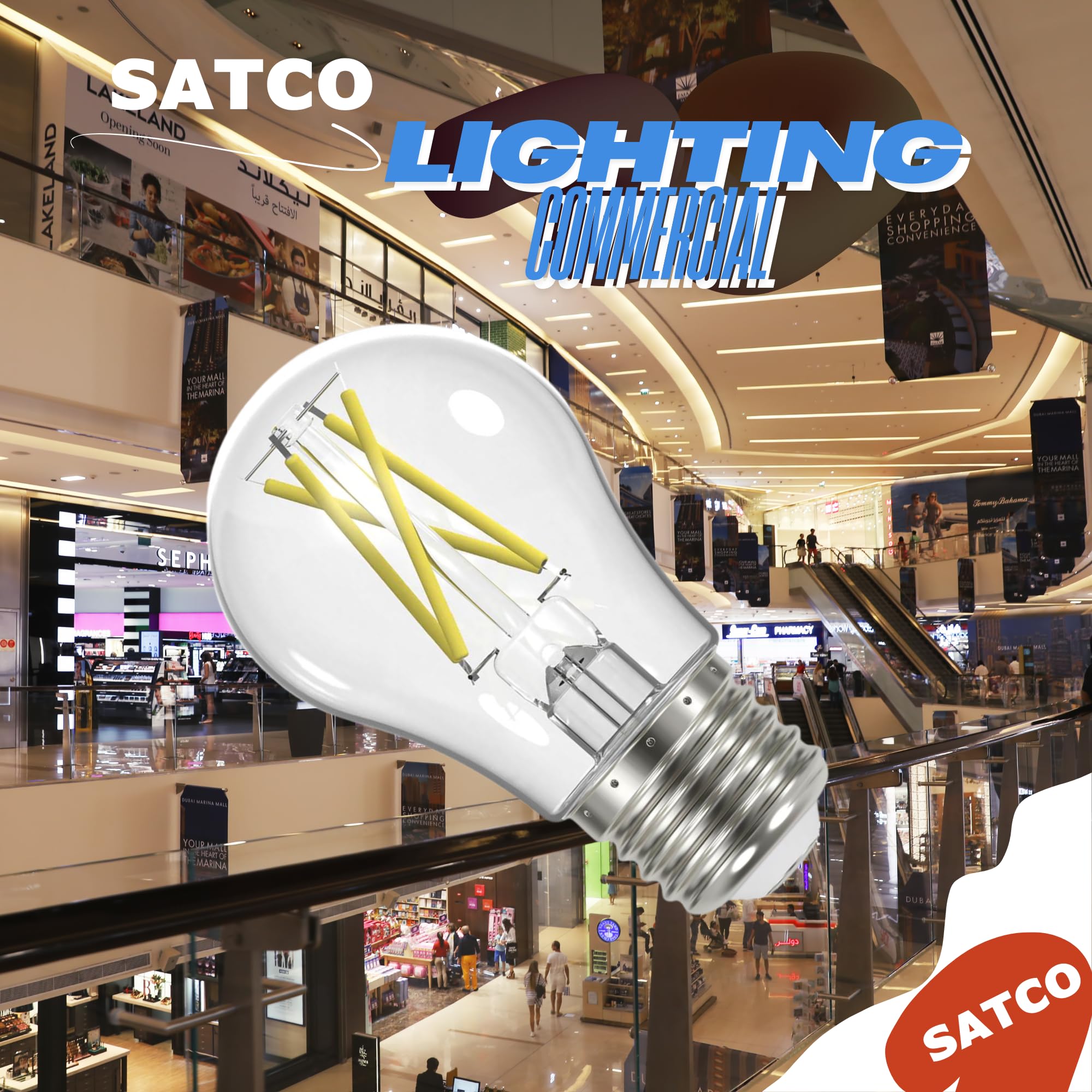 Satco S12409-5 Watt Led A19 Bulb, Clear Medium E26 Base, 3000K Soft White, 90 Cri, 450 Lumens, Dimmable, Rated For Enclosed Fixt