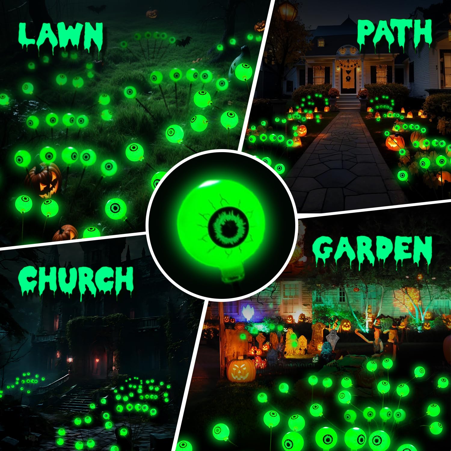 HUYIENO Solar Pathway Lights 2PK, 12 LEDs Waterproof Eyeball Design for Outdoor Garden, Model HY1337