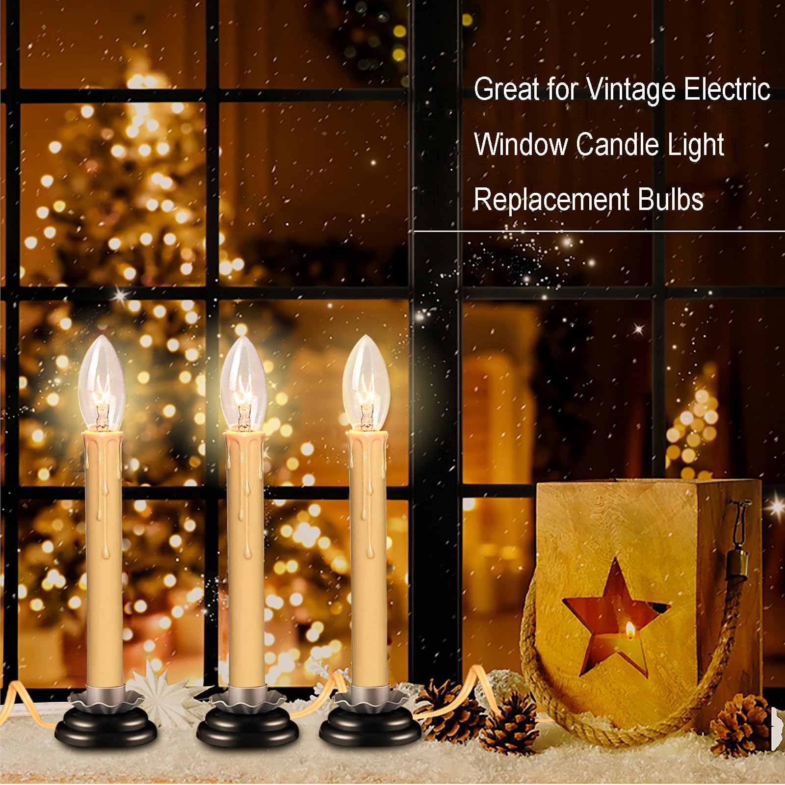 Jasneniebo C26 25PK Clear Incandescent Candle Light Bulbs, 120V 7W E12 Base, Perfect for Chandelier and Window Decor