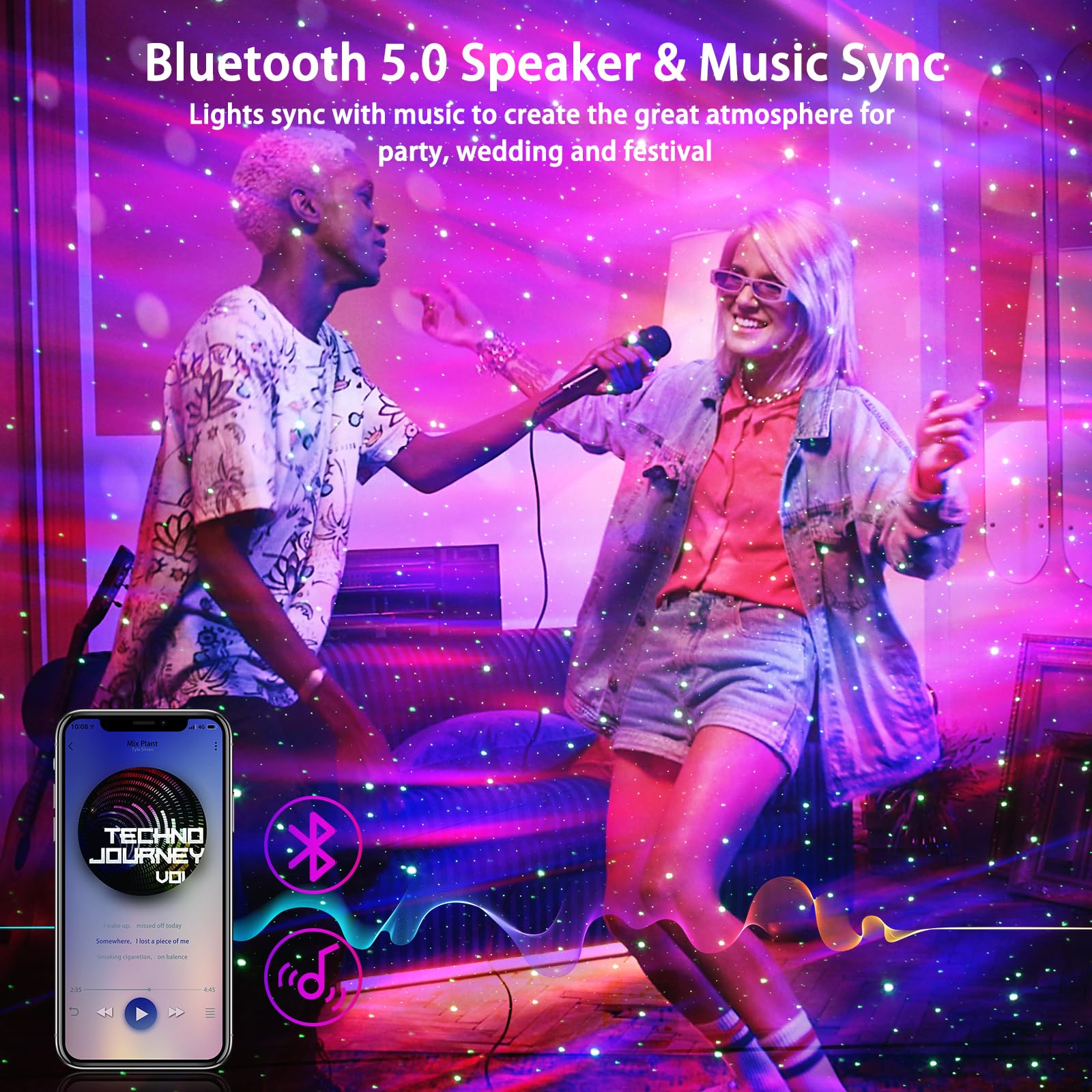 Aurora Projector - Airivo Star Projector For Kids Adults, Night Light Projector Bluetooth Speaker White Noise, Galaxy Projector