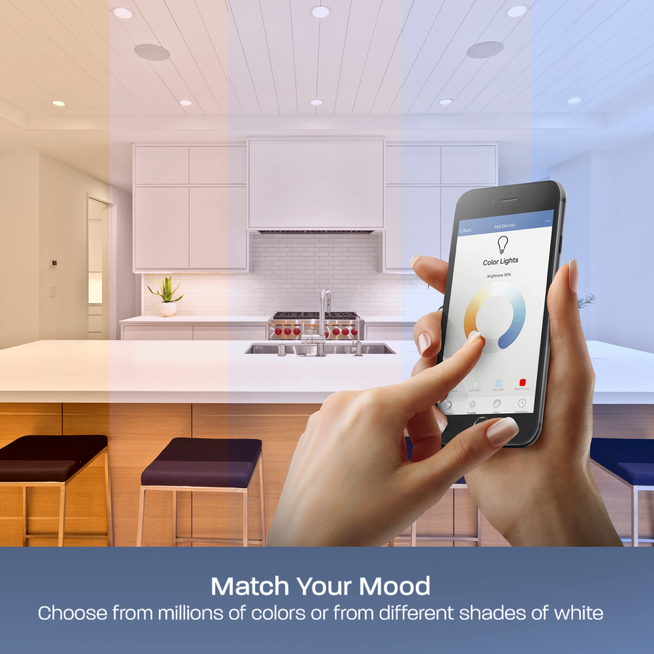 Feit Electric Smart Recessed Downlights, 5-6 Inch, Wi-Fi Led, Dimmable Color-Changing, 1000 Lumens, 11.1W (75W Equivalent), Voic