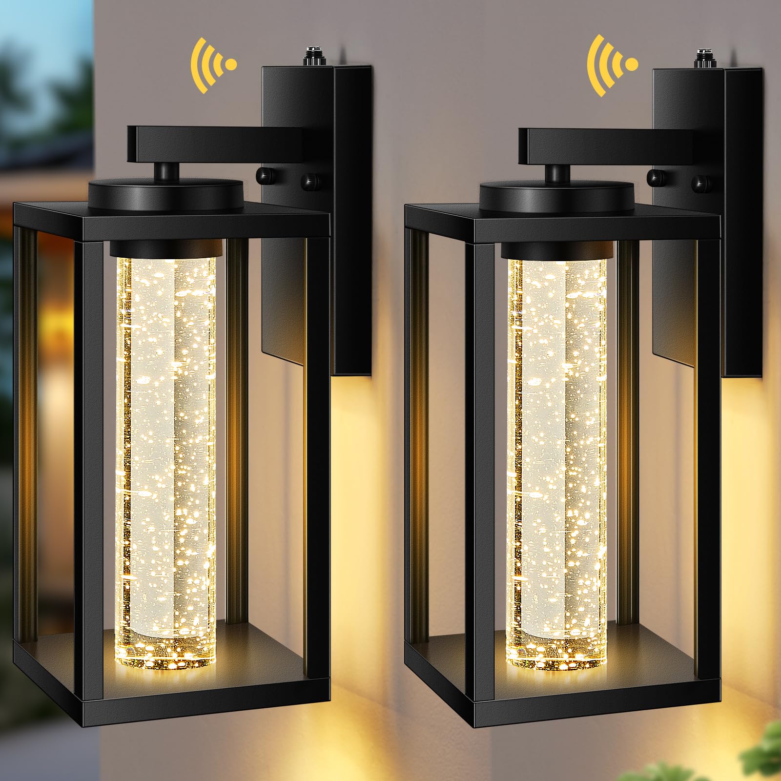 VIANIS Large Exterior Lighting Fixtures, Black Outdoor Wall Sconce Lanterns for House, Modern Dawn to Dusk Outside Garage Lights