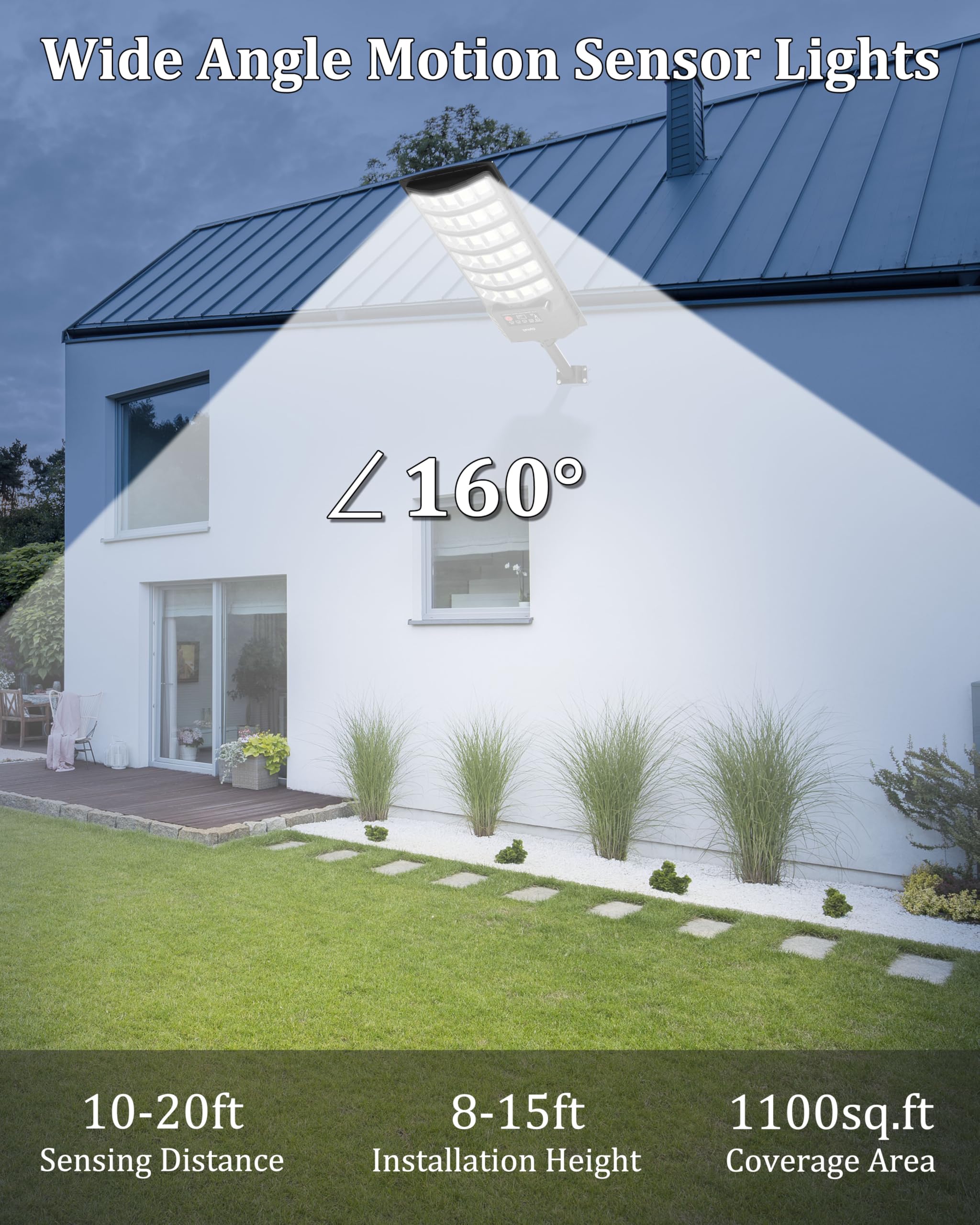 Ofuray Solar Flood Lights Outdoor,5AH High Power Solar Security Parking Lot Lights Dusk to Dawn with 5 Modes,7000k Daylight with