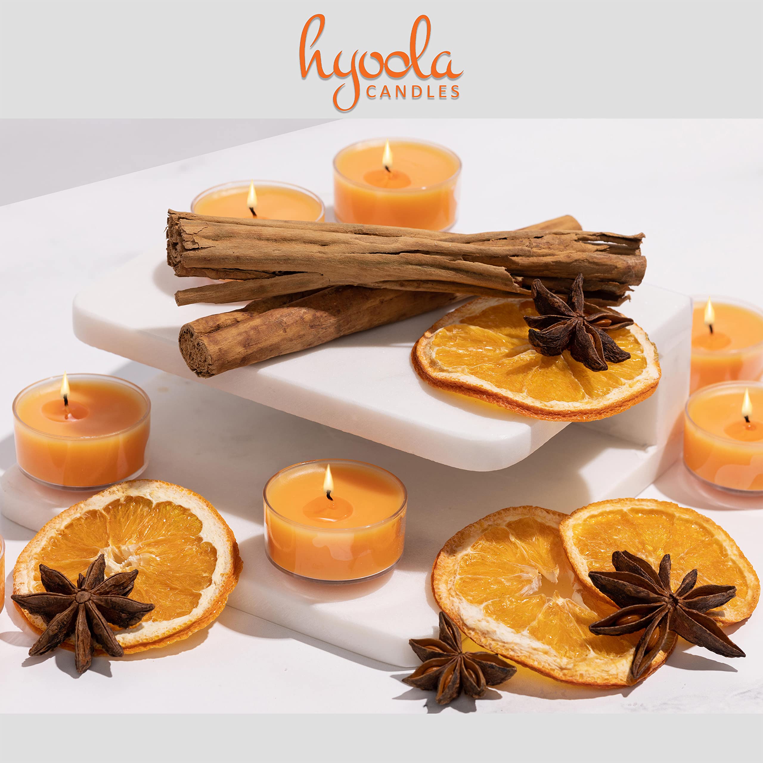 Hyoola Scented Tealight Candles - Winter Orange - 6 Hour Burn Time - 15 Pack - Clear Cup - 1.9 Inch