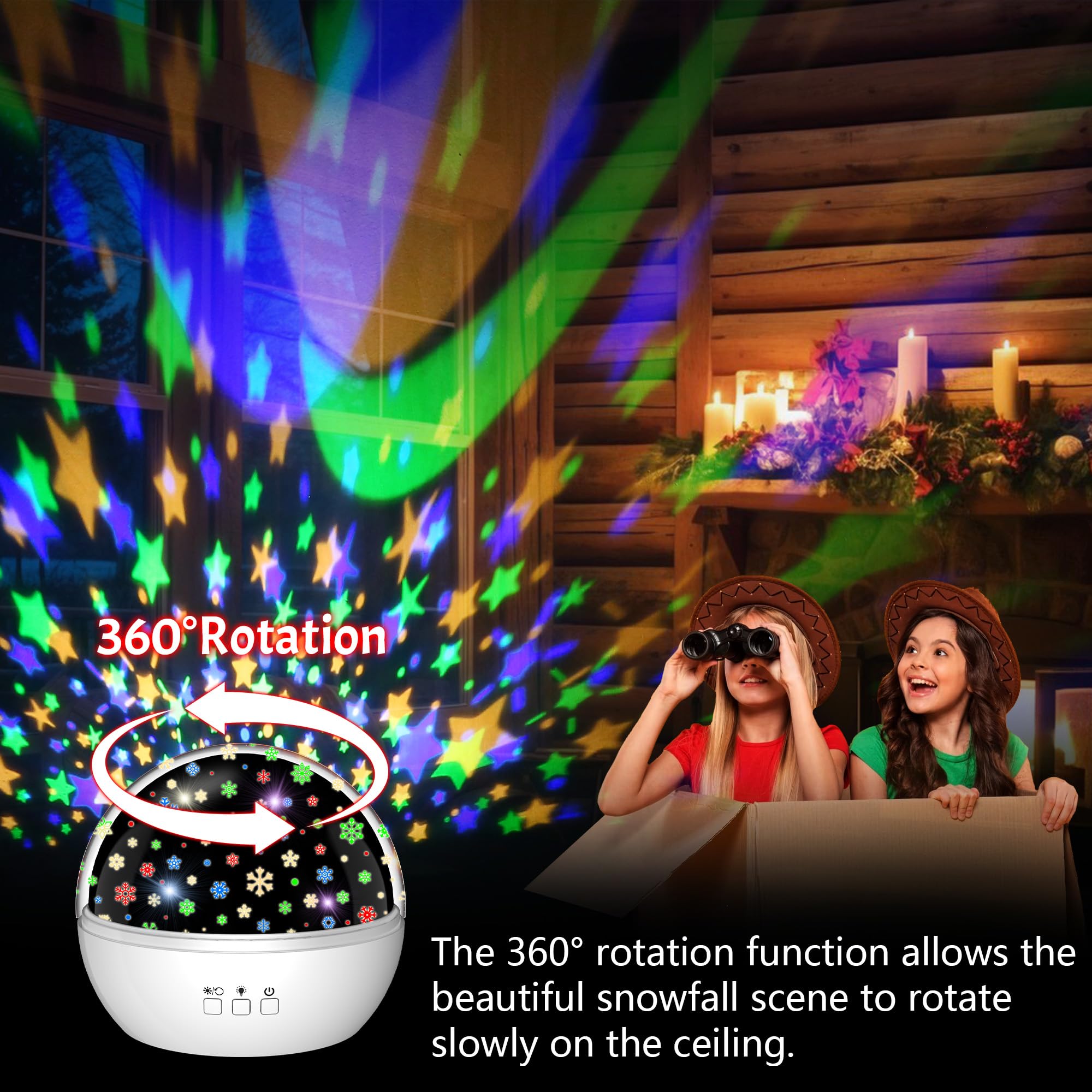 3 In 1 Christmas Star Projector Night Light For Kids - Snowflake Room Decor With Unicorn & Snowfall Theme - Xmas Birthday Gift For Baby & Toddler