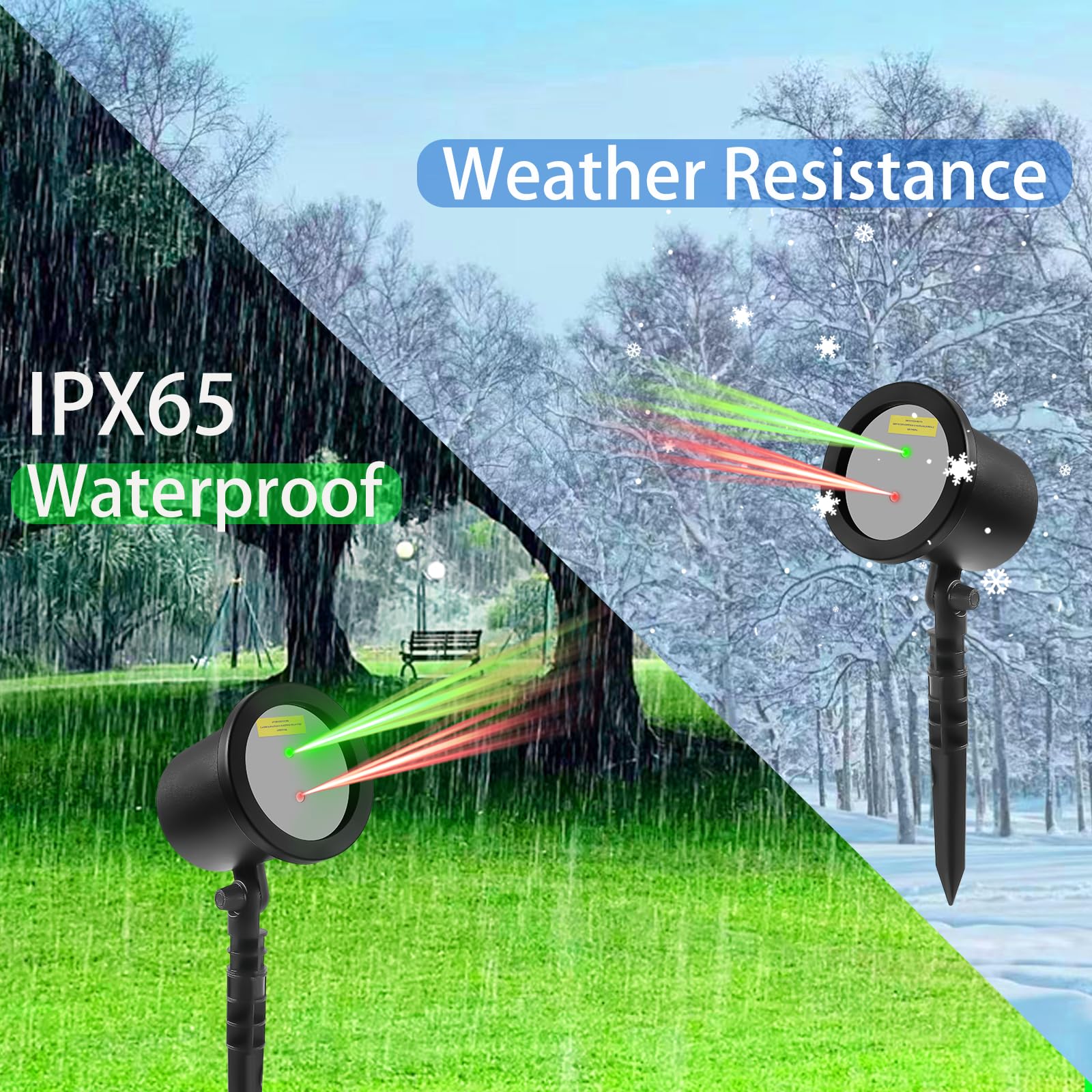 Christmas Laser Light Projector Outdoor, Red & Green Static Star Starry Laser Projector Lights, Christmas Decoration Light Laser