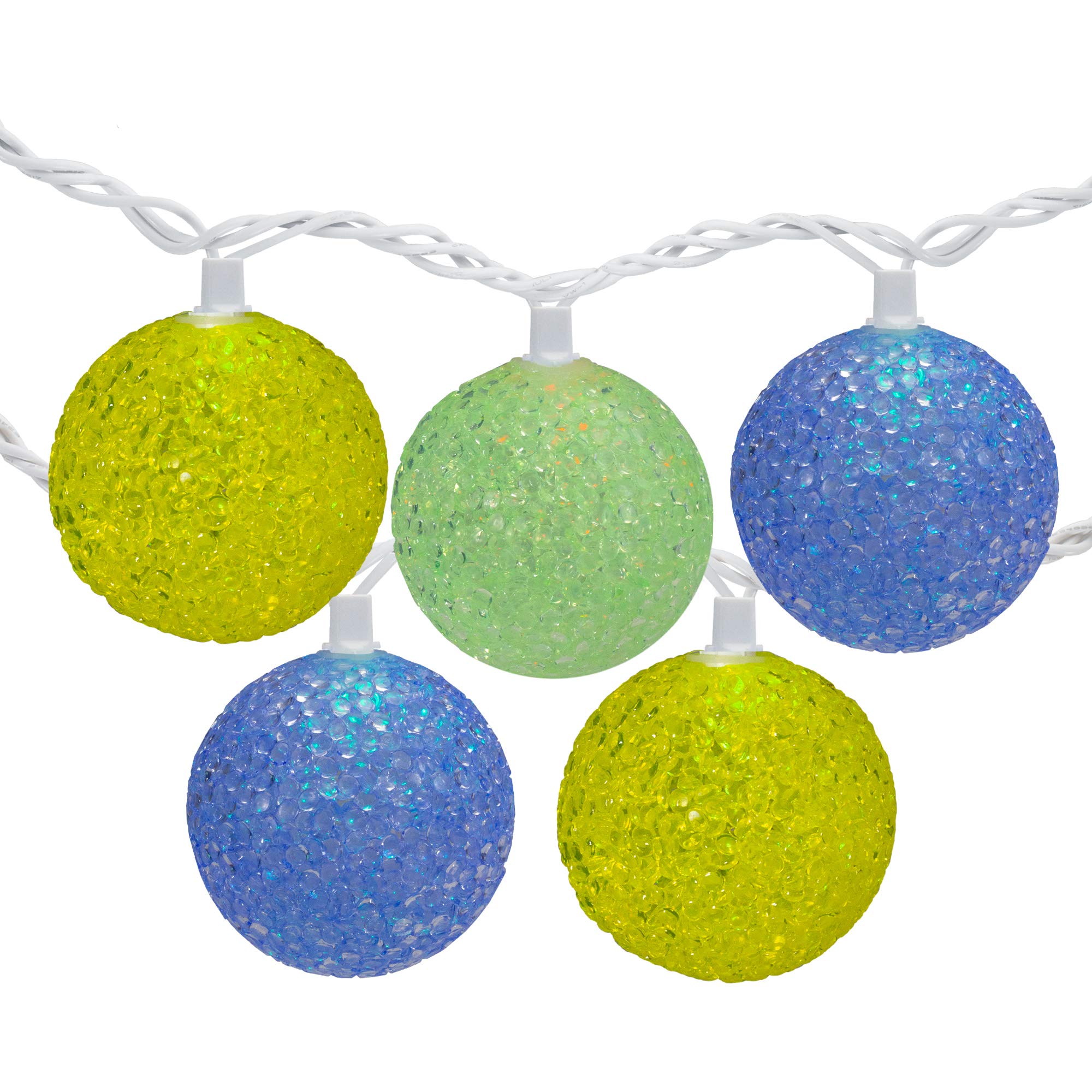 Northlight 10-Count LED Color Changing Sparkle Globe Patio Lights - 7.5 ft White Wire, Multi-Colored, Plastic