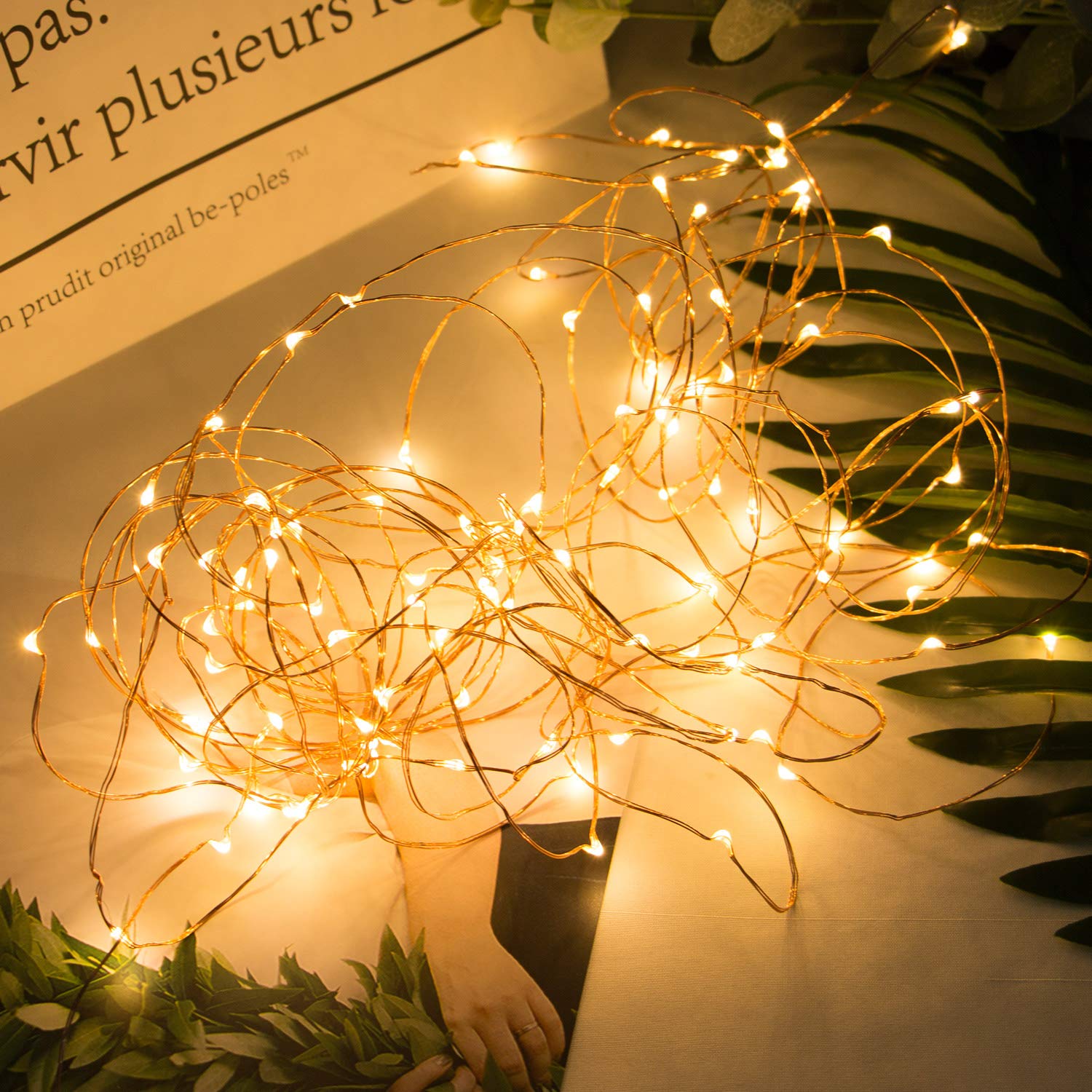 Minetom Fairy Lights, 300 LEDs Warm White String Lights, Waterproof Flexible Copper Wire, 99 Feet for Indoor/Outdoor Use