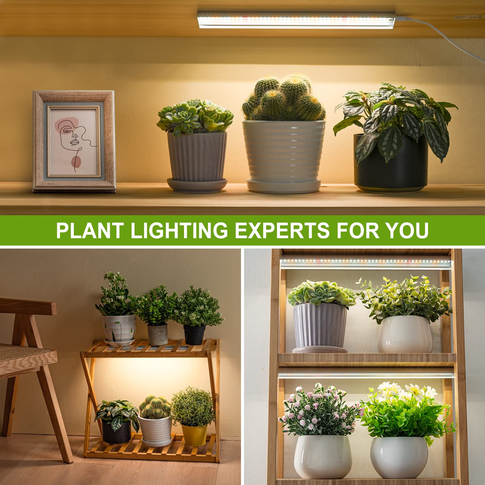 FOXGARDEN Grow Light Strip, Full Spectrum 288 LED, Auto Timer, 3 Modes, 10 Dimmable Brightness, Tri Heads, White Plastic, Model 30301