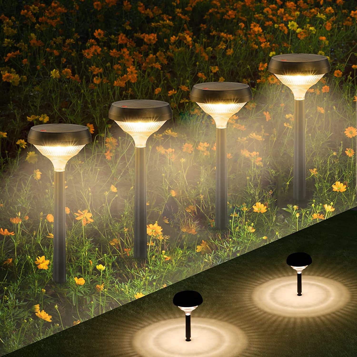 Linkind Solar Pathway Lights Outdoor 8 Pack, Solar Lights Outdoor, Warm White Solar Path Lights Waterproof, Solar Lights Landscape Lights for Patio Walkway Yard Driveway Backyard Decor
