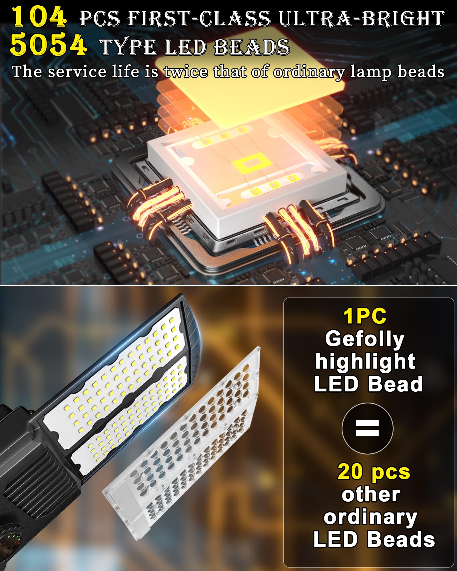 Gefolly Sl-7500W Solar Street Lights Outdoor, 400000Lm Commercial Parking Lot Light Dusk To Dawn Ip67 Waterproof 6500K Security