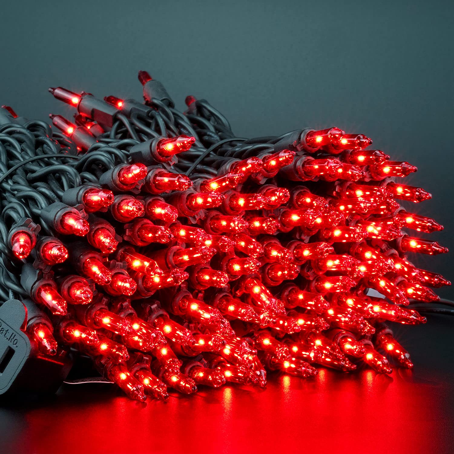 Yuletime Red Christmas Lights With Black Wire, 66 Feet 200 Count Ul Certified String Lights, Pack Of 2 Sets 33 Ft 100 Count Inca