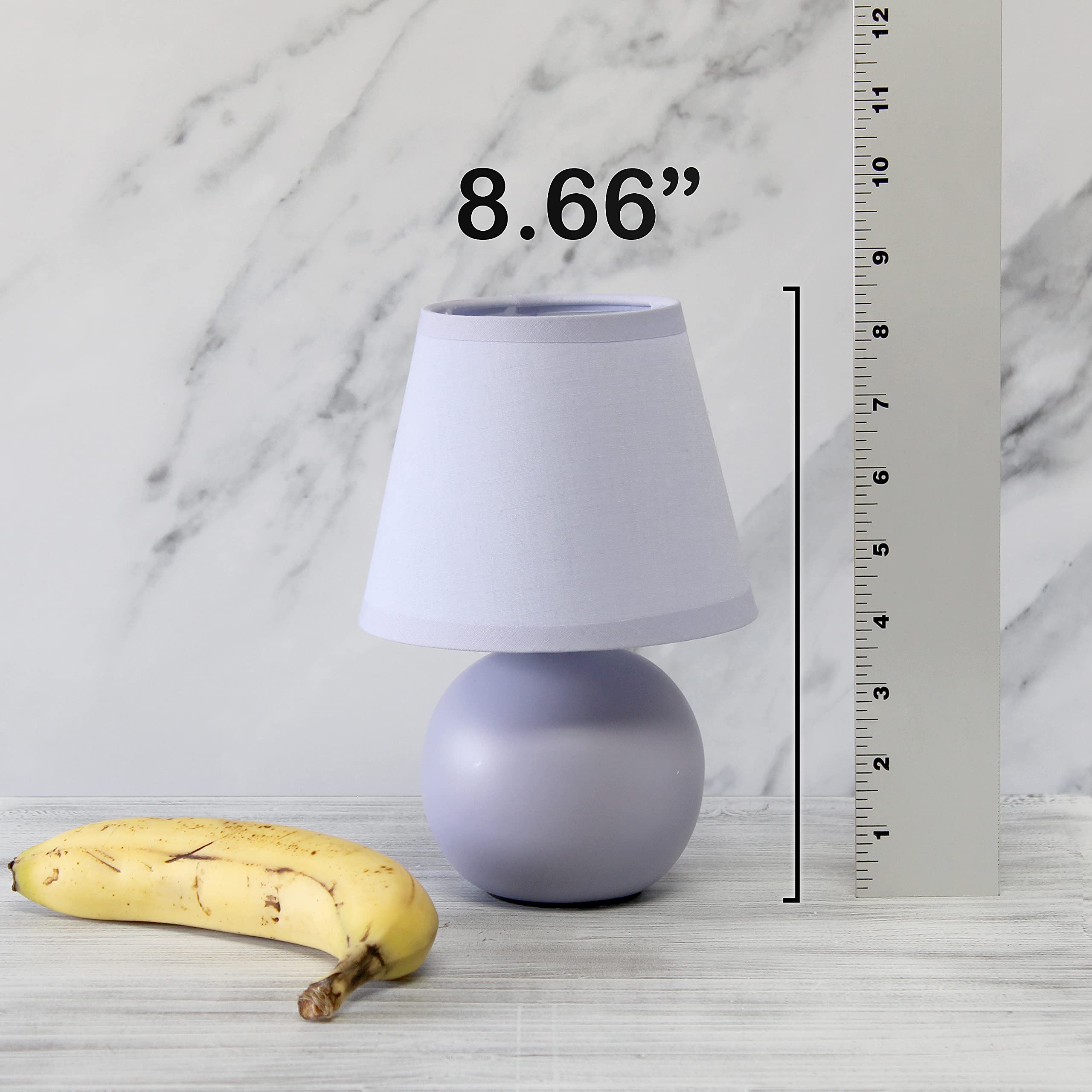 Simple Designs LT2008-PRP Mini Ceramic Globe Table Lamp, 5.51"D x 5.51"W x 8.66"H, Purple Shade
