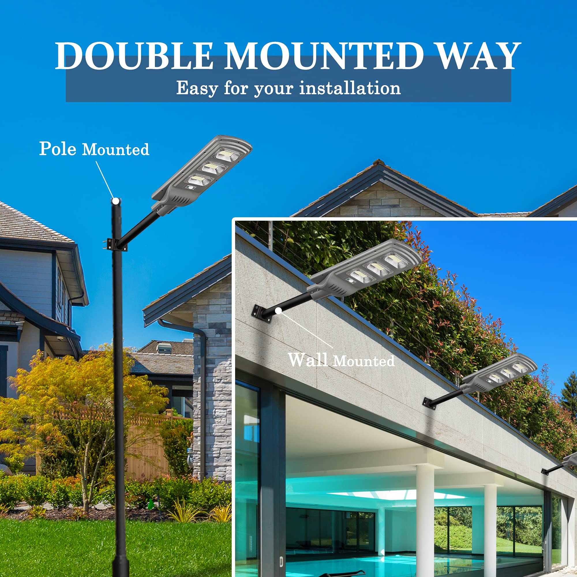 Lovus 2-Pack 3600W Solar LED Street Light, Gray, IP65 Waterproof, Motion Sensor, Model ST60-010-2