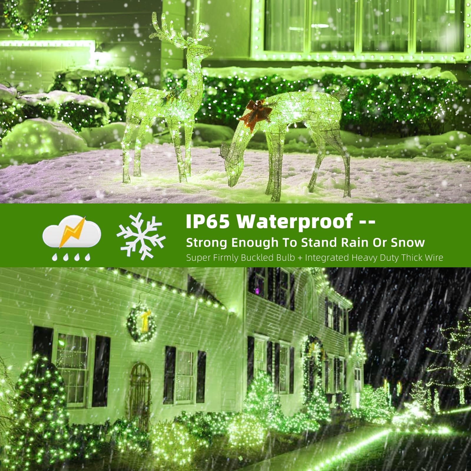 Mzd8391 Upgraded 105Ft 300Leds Christmas Lights Outdoor Indoor String Lights 8 Modes Memory Function For Christmas Tree Party Decoration (Green)