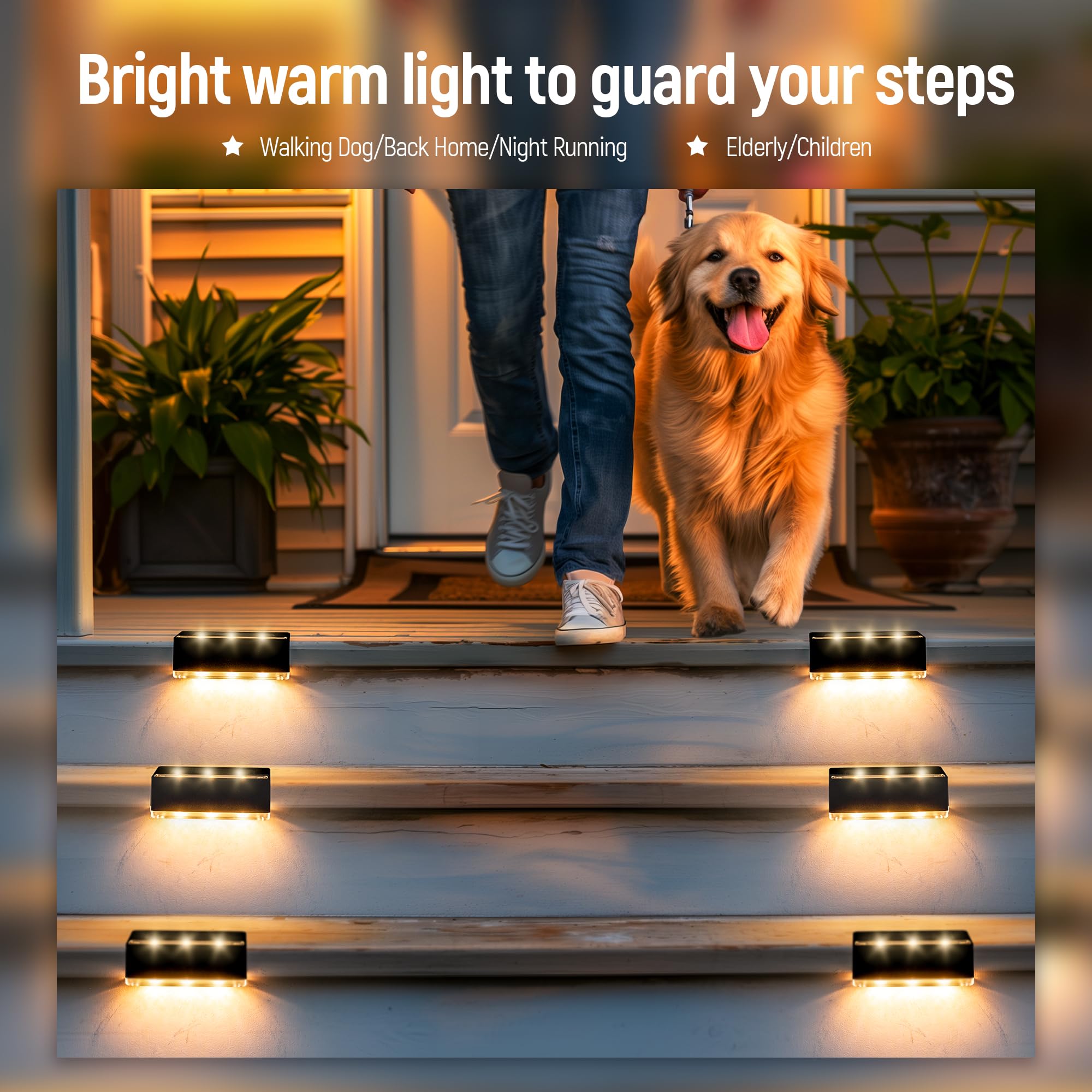 Patiowin Solar Deck Lights 8 Pack, Solar Stair Lights Outdoor Waterproof For Patio, Fence, Front Porch, Balcony, Deck Railing, G