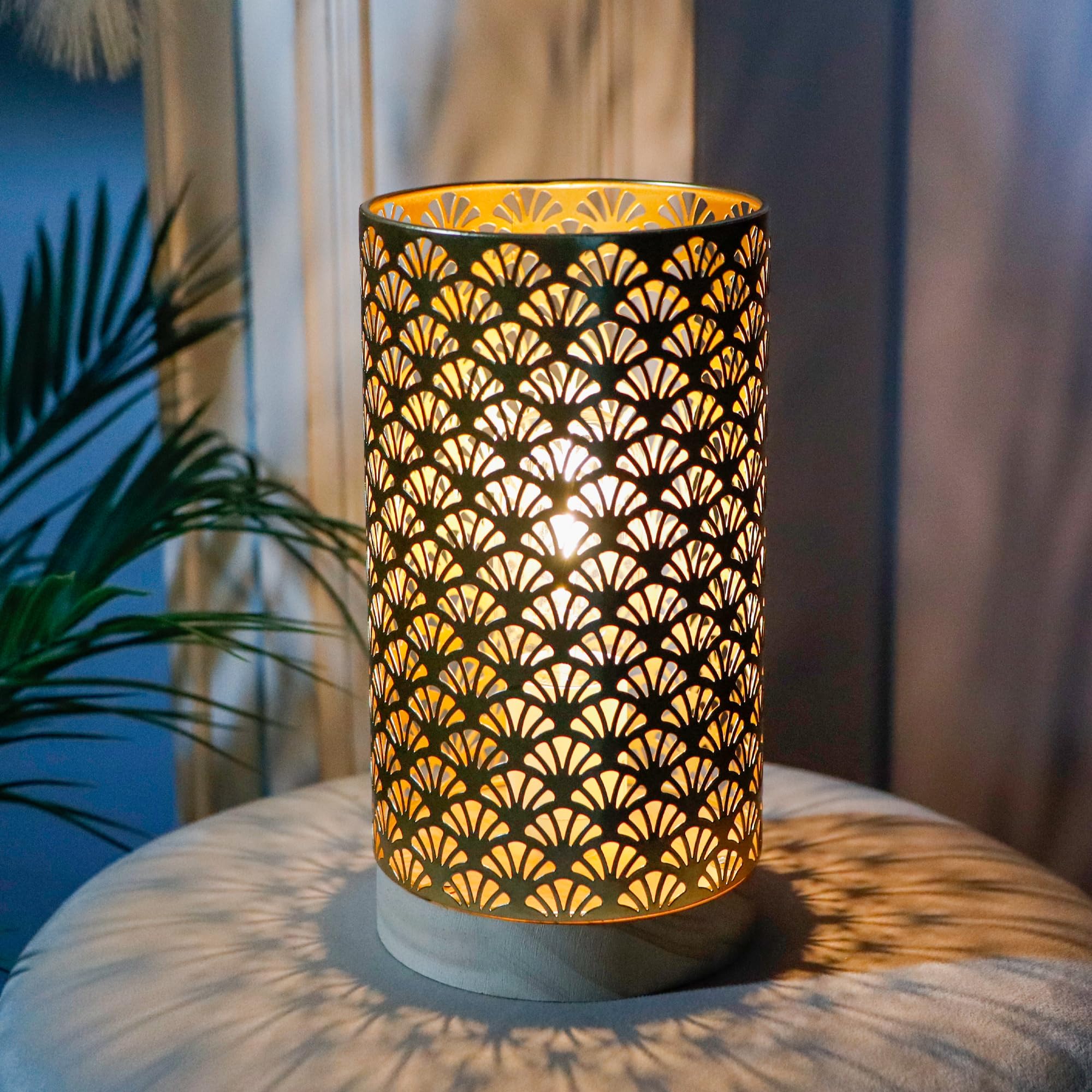 Jhy Design Metal Battery Powered Lamp 9''H Medium Cordless Table Lamp With 6-Hours Timer Modern Lamp For Weddings Party Patio Ga