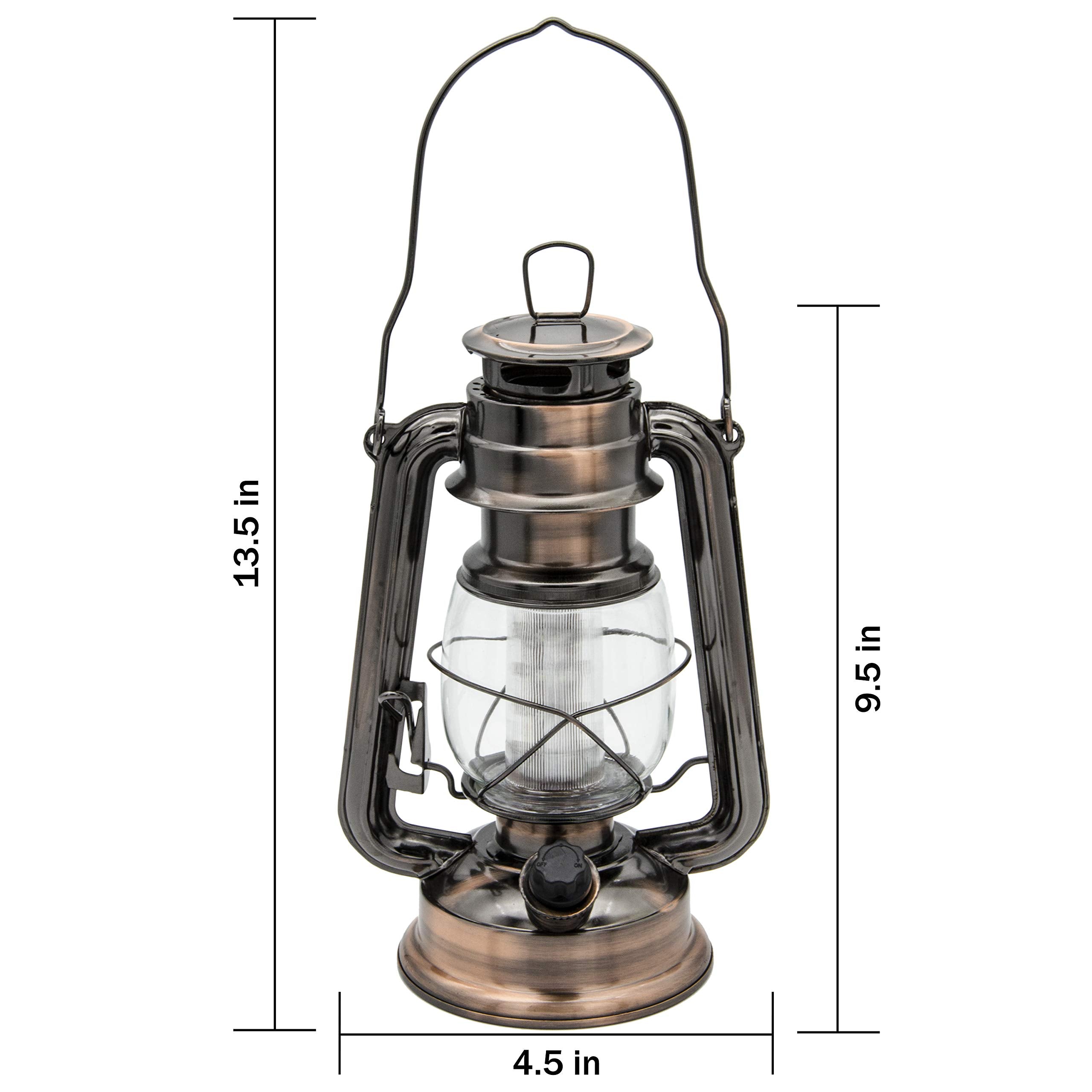YAKii LED Vintage Lantern - Metal Hanging Hurricane, 12 LED, Dimmer Switch, Warm White, Copper, Pack of 8, Model LP023