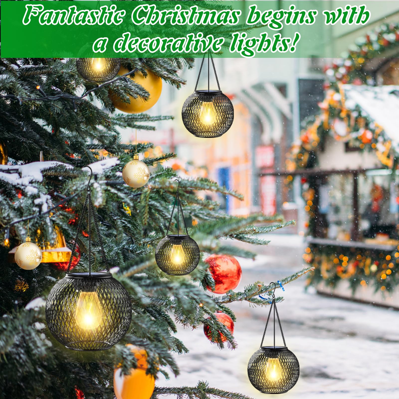 Solar Lanterns Outdoor, Ortiny Upgraded Solar Lights For Outside Decorative Outdoor Hanging Lights For Halloween Christmas Waterproof Retro Powered Lighting For Yard Garden Patio Pathway Tree,2 Pack