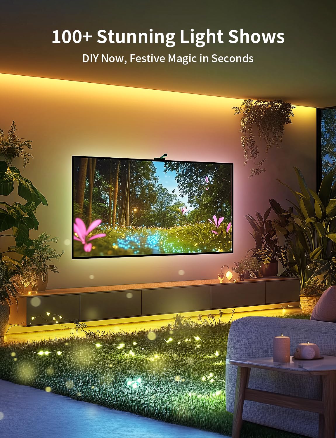 Ailofy Smart TV LED Backlight with Camera, 7.87ft Color Changing Strip Lights for 40-50 inch TVs, Black, Model AICAMTVSL