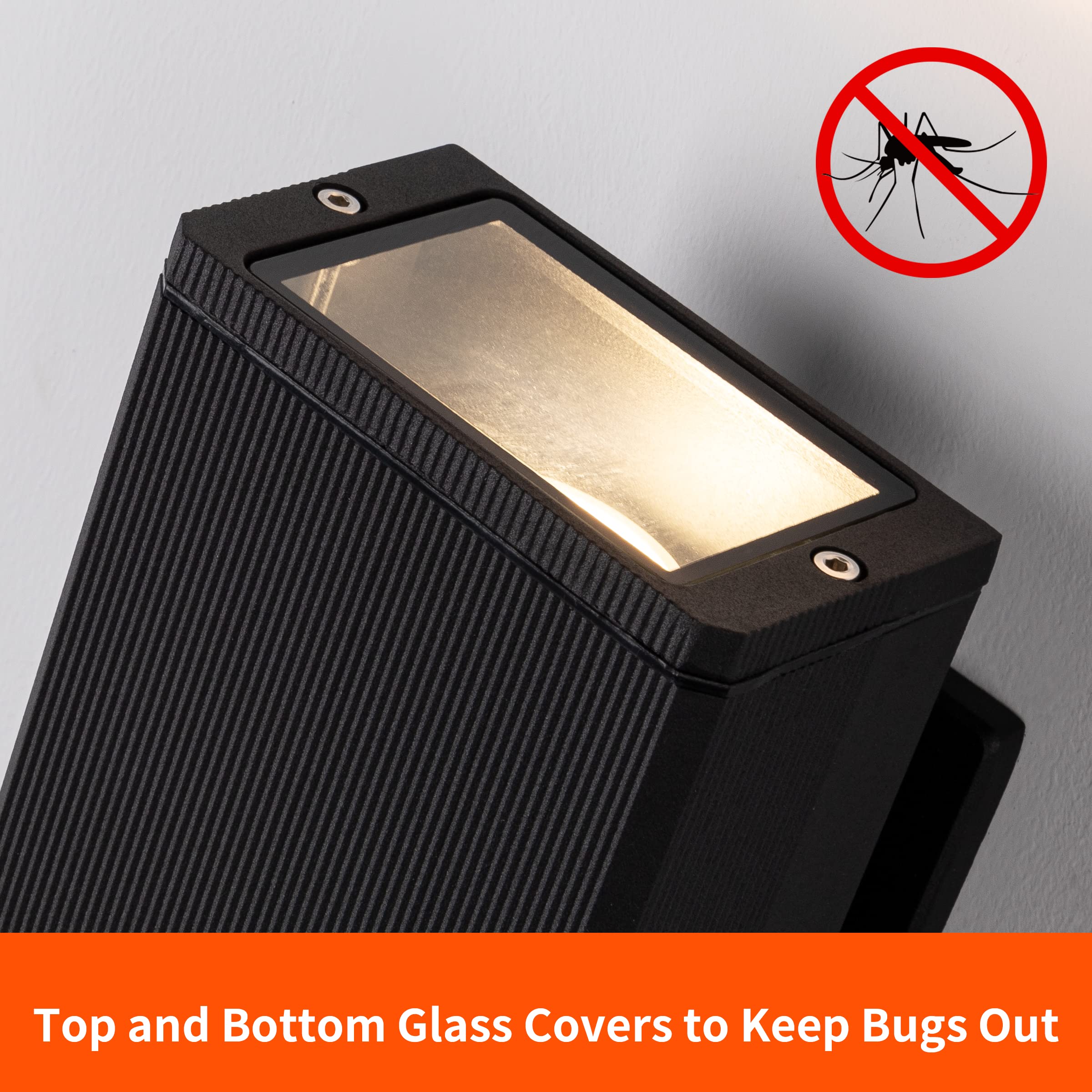 Mirrea 8In Matte Black Outdoor Patio Light - 2 Pack, Led Gu10 Sconce, Aluminum Up/Down Lighting