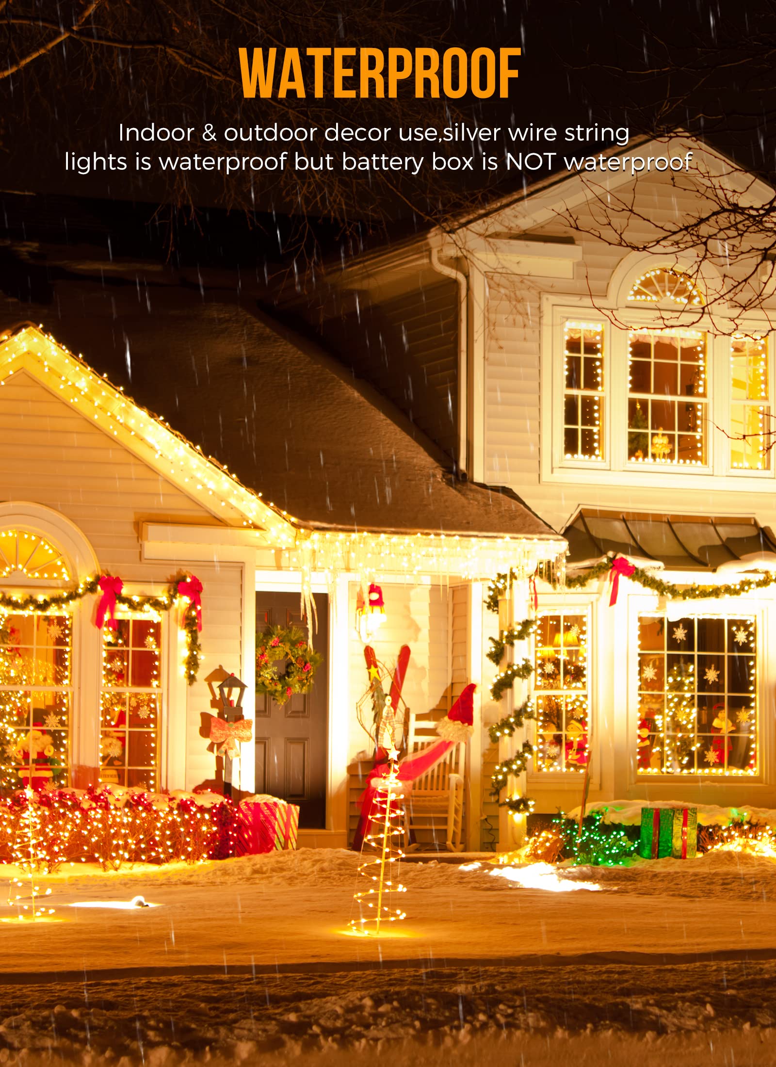 Brightown 2 Pack 10 Ft Fairy Lights, 120 LEDs, Silver Copper Wire, Warm White, Indoor Outdoor Christmas Decorations