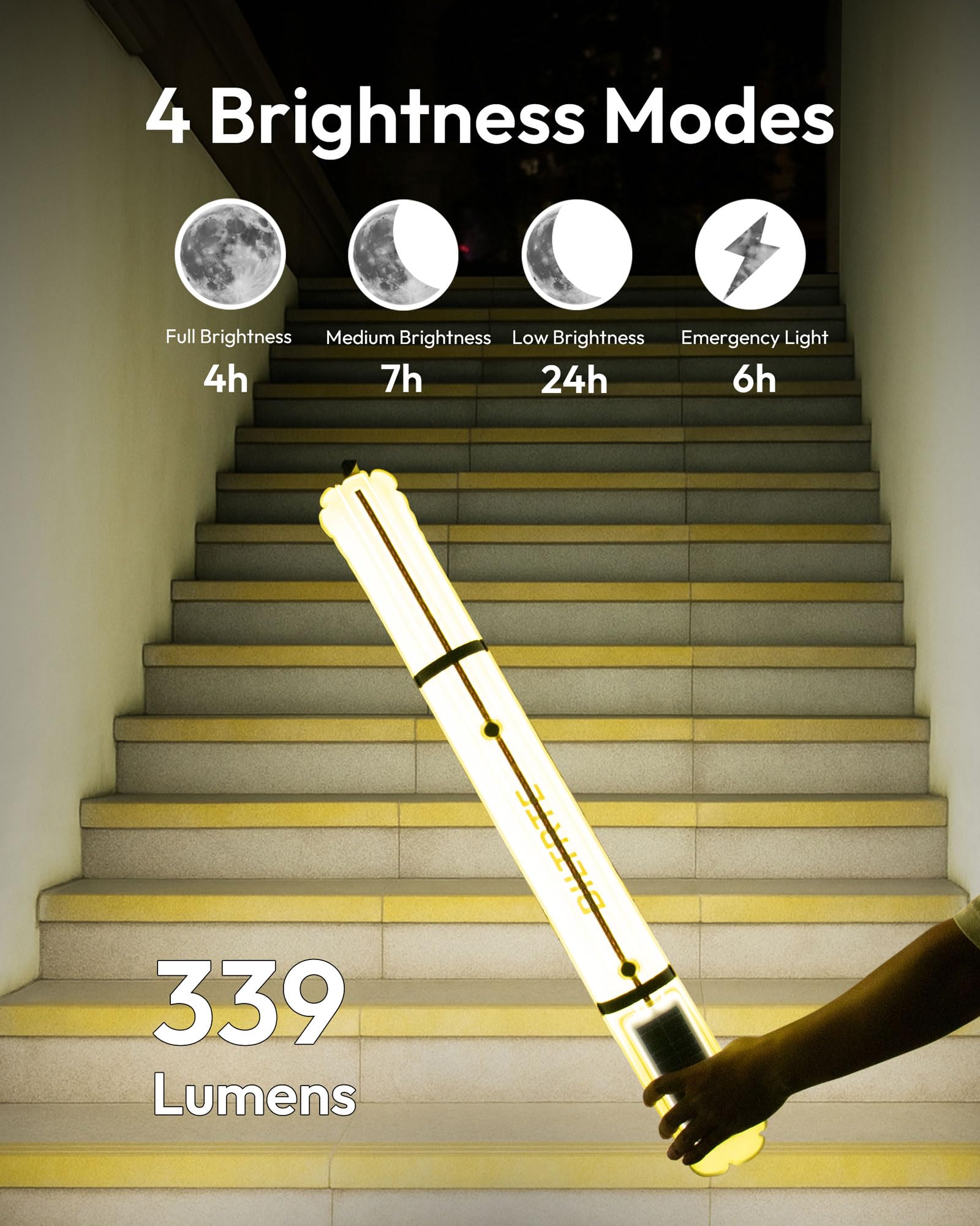 Inflatable Solar Camping Lights, Rechargeable Portable Lantern for Camping, Hiking & Survival | 4000mAh Battery | IP66 Waterproo