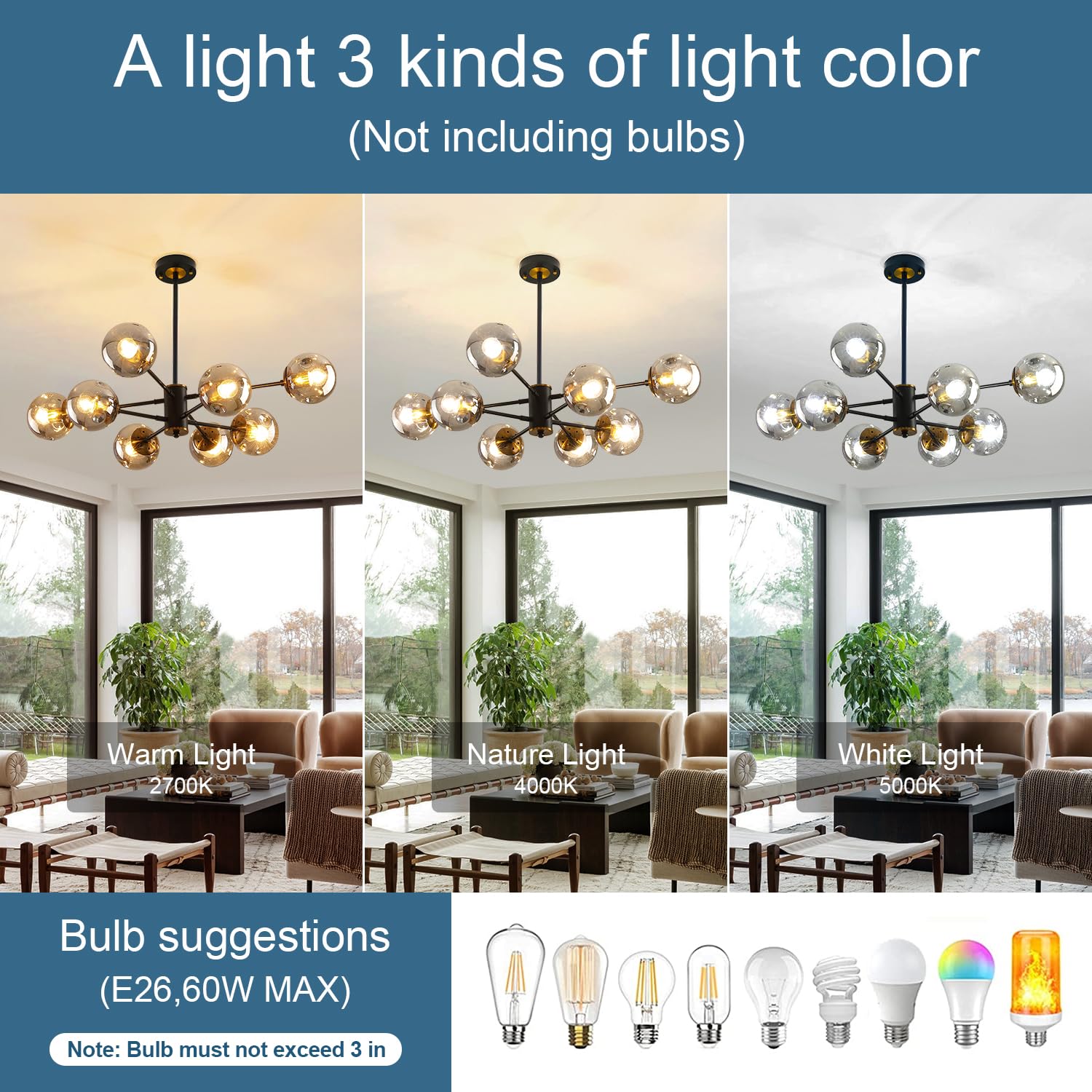 DDLLDESHI 8-Light Sputnik Chandelier, Black & Gold Metal Pendant Light for Dining Room, Kitchen, Living Room, Model DDLL02-8H