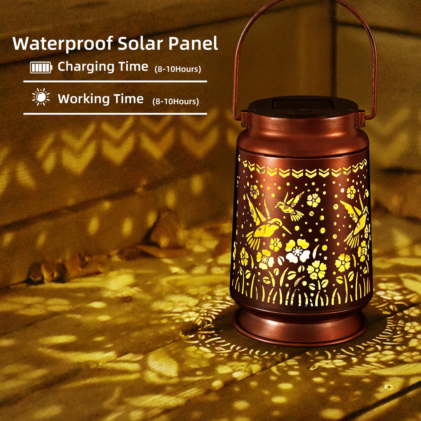 Solar Lanterns Outdoor Waterproof Gifts For Women Grandma Gifts For Mom Hummingbird Garden Decor Solar Hanging Lantern Metal 2 P