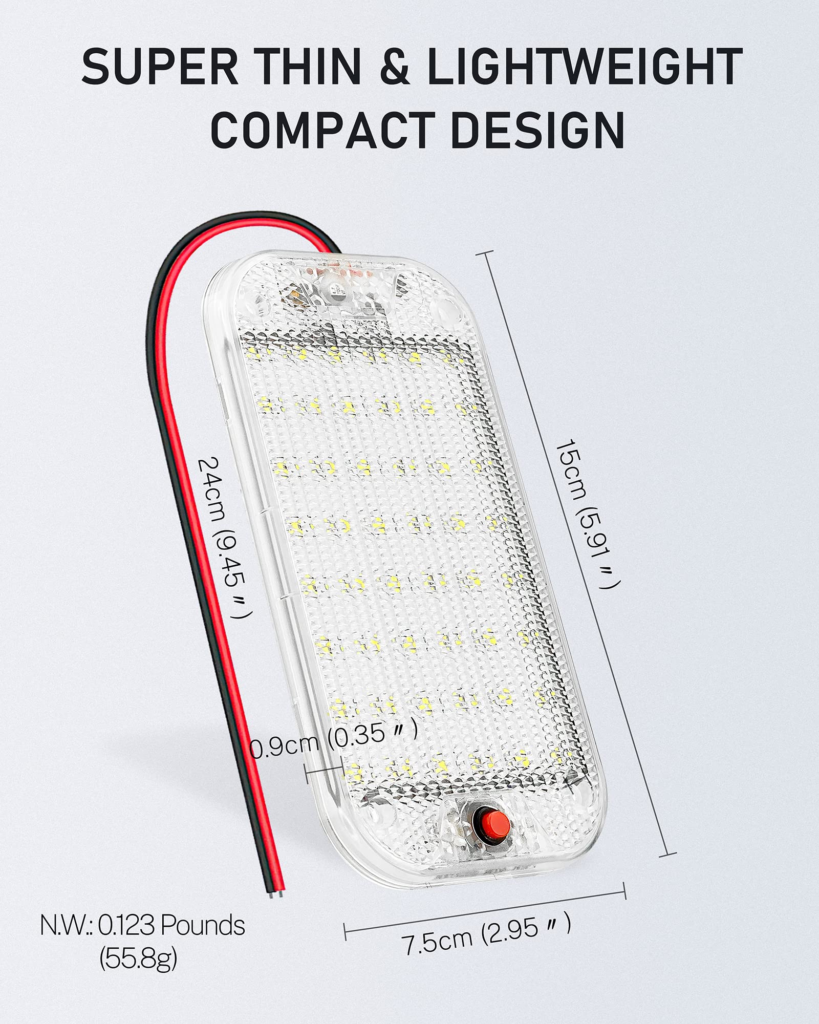 Mertturm Dome Light For Rv Interior, 48Led 800Lm Ultra Bright 12 Volt Led White Lights, Rv Ceiling Light With Switch Control, Id