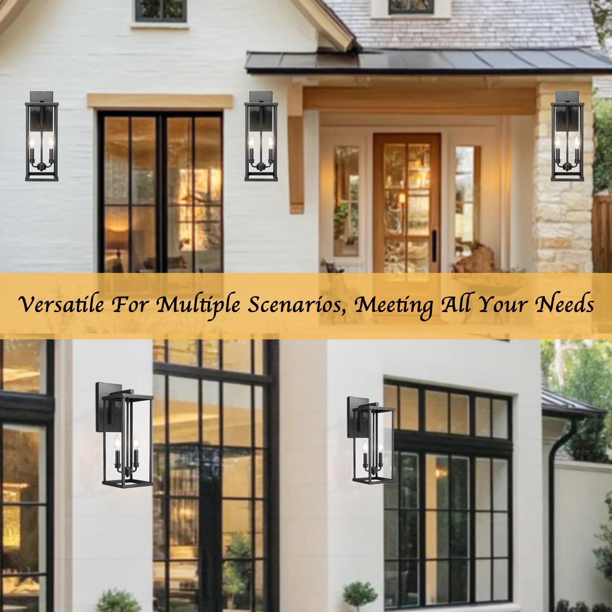Bestshared Outdoor Wall Light Sconce, 20" Black Metal, Weather Resistant, Hardwired for Porch/Patio, Model 4176, 1 Pack