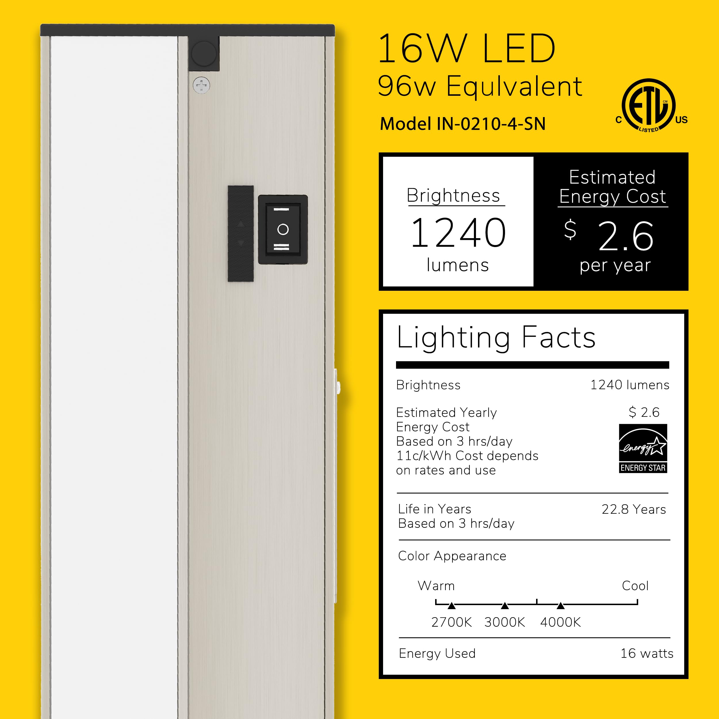 Getinlight 32-Inch 3 Color Levels Led Under Cabinet Lighting, Hardwired Or Plugged-In, Selectable White 2700K/3000K/4000K, Dimma