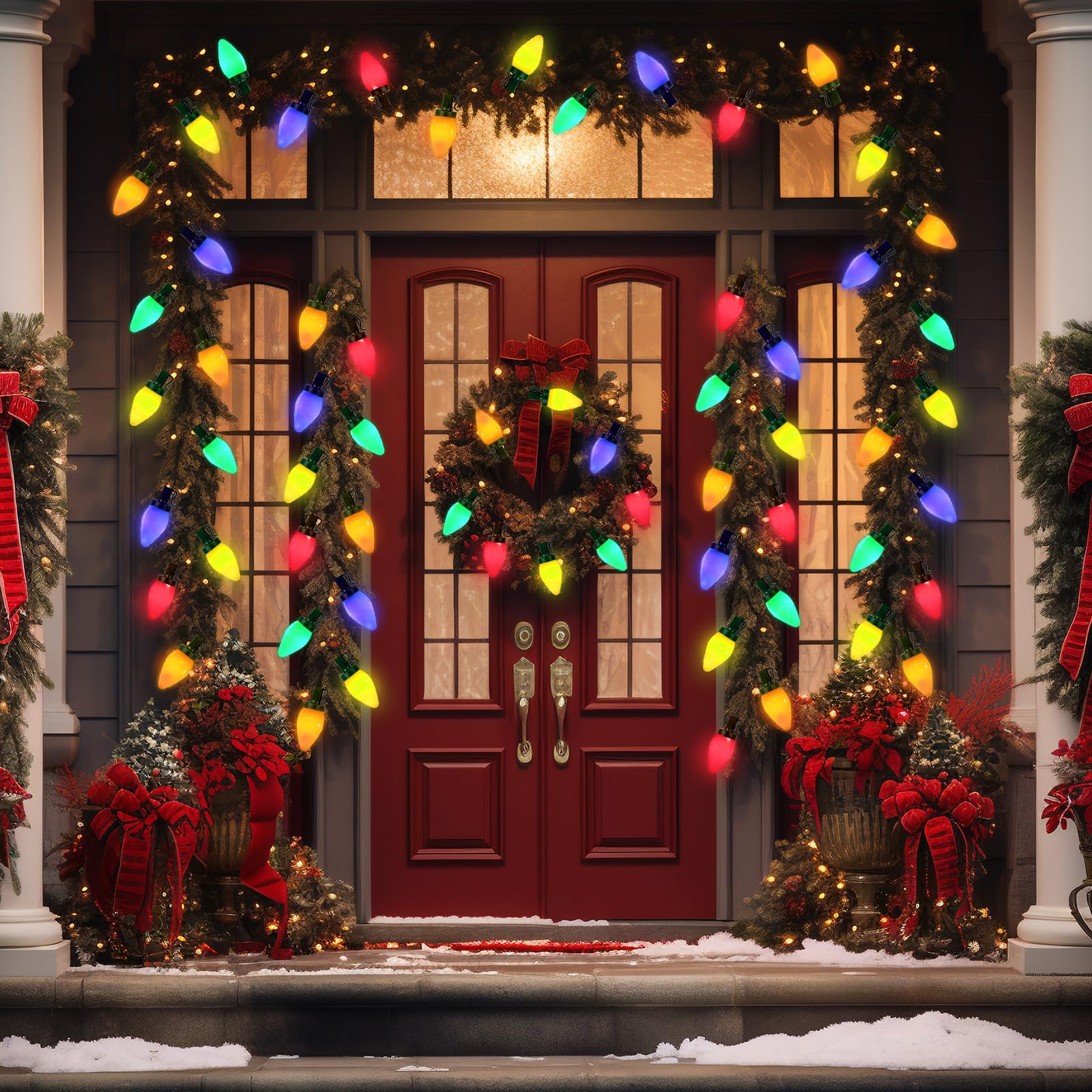 Olixmlya 50 Led C7 Christmas Lights, 31Ft C7 Led Christmas String Lights Lights Vintage Christmas String Lights Plug In Waterpro