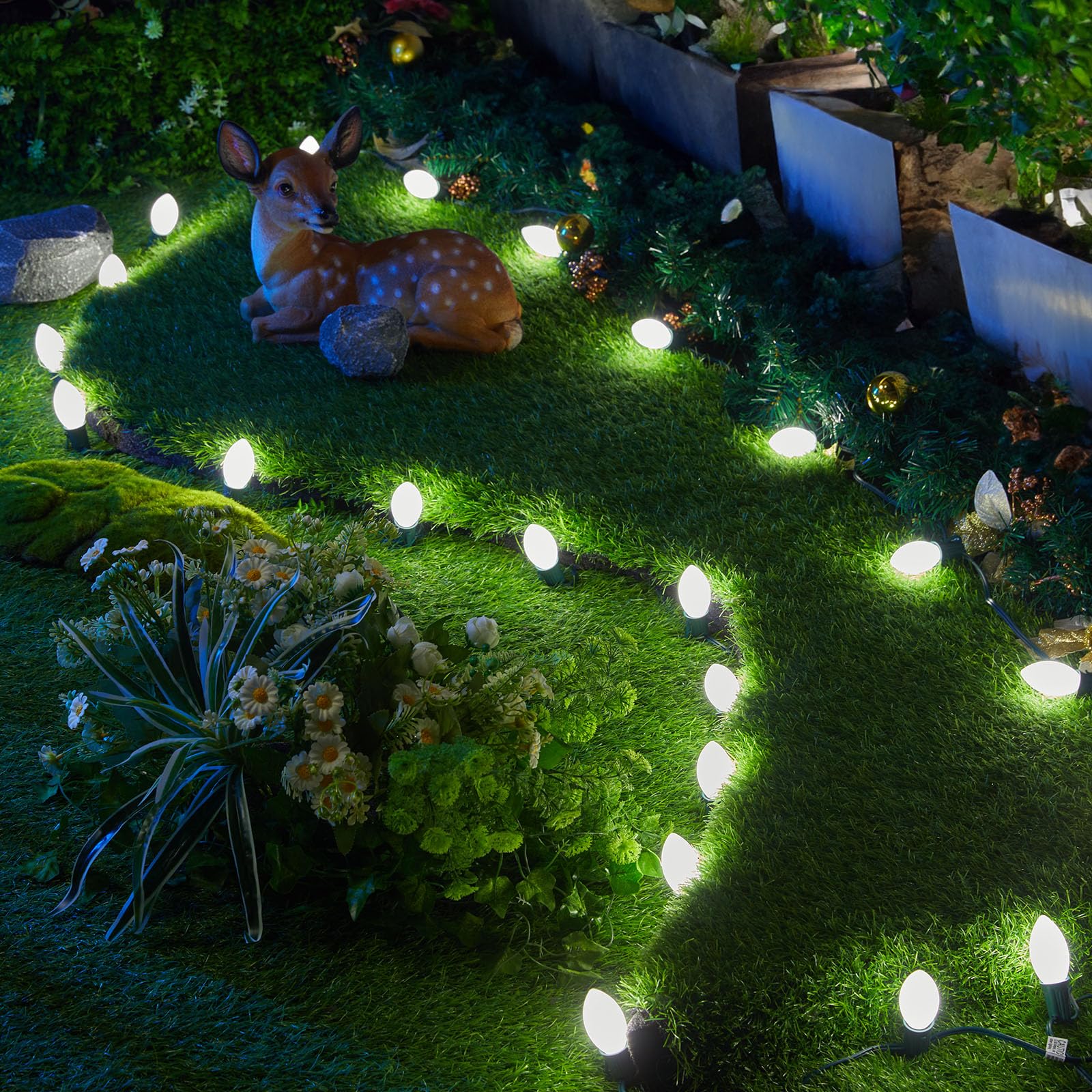 Brightown 25 Pack C9 White Lights, C9 Replacement Light Bulb For Christmas Lighting, E17 Intermediate Base, 7 Watt