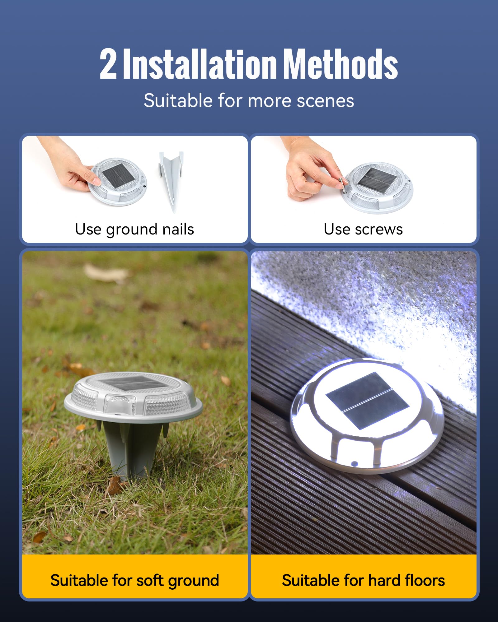 Fabstyl 16 Pack Solar Driveway Lights - Waterproof Led Pathway Markers, Warm & Cool Light