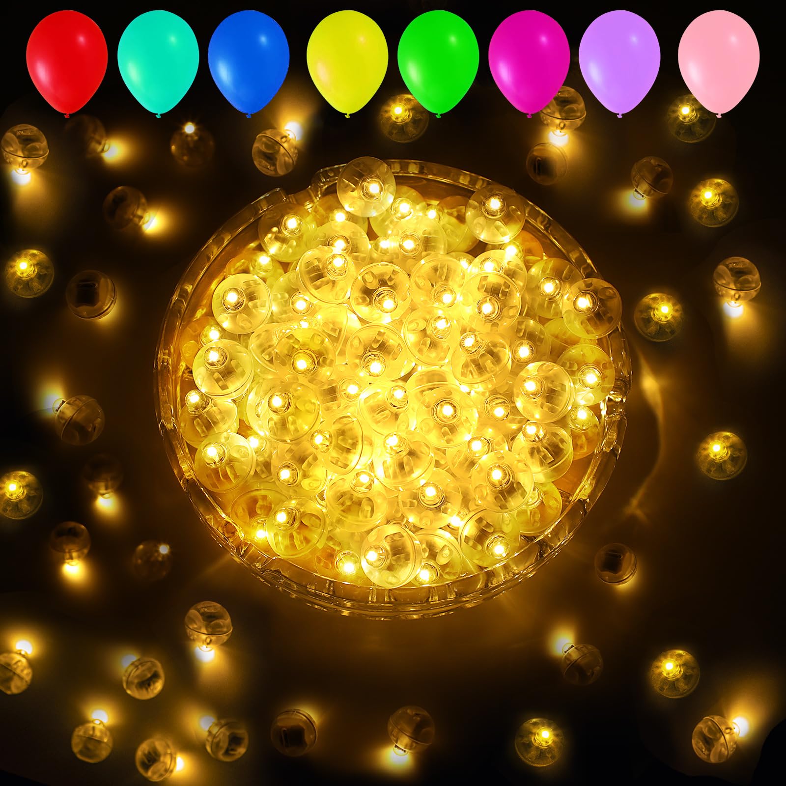 Aogist Balloon Lights, Waterproof Twinkle Mini LED Lamps, 100 PCS, Battery Powered, Warm White, Model A01-Mini