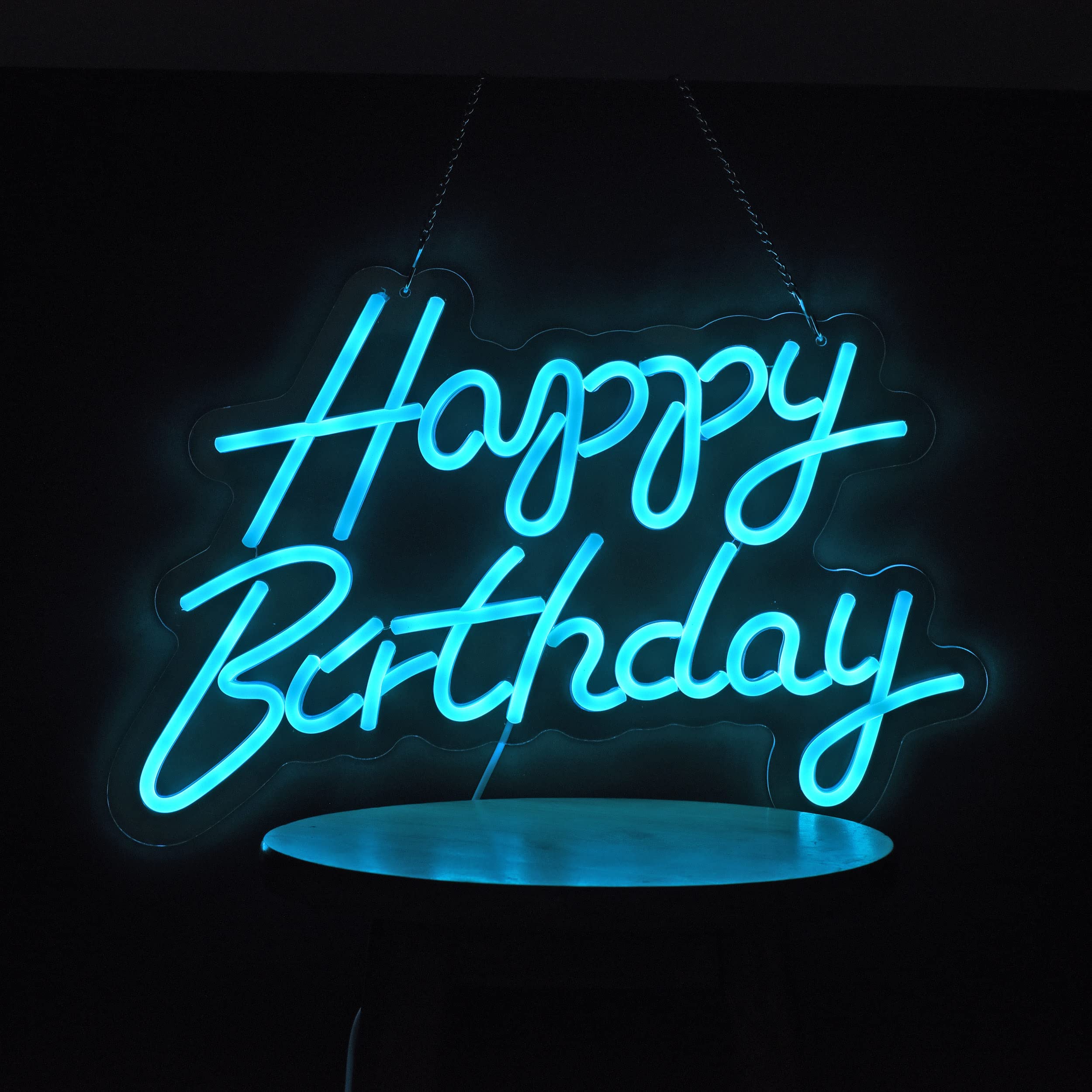 Neonhonba Happy Birthday Neon Sign, Dimmable, Glass, 17x12 inches, Blue