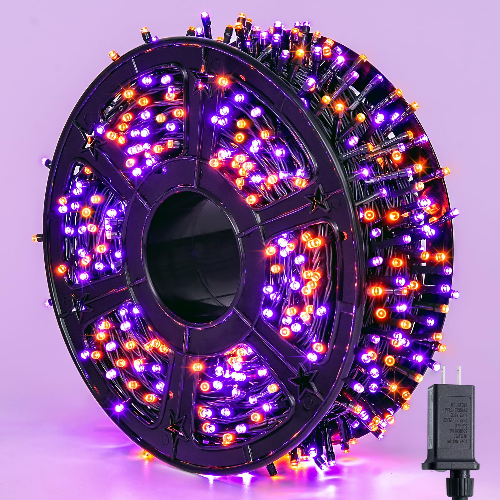 JMEXSUSS Halloween String Lights, 800 LED, 272ft, Waterproof, 8 Modes, Orange & Purple, Model EXS-S-0800