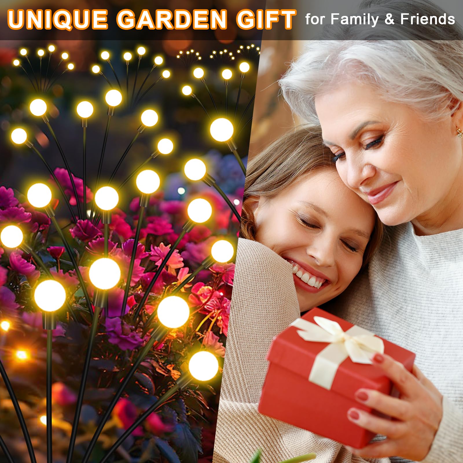 Nbqq Solar Garden Lights,Solar Firefly Lights,8 Pack 64 Heads Solar Lights Outdoor Decorative,Sway By Wind, High Flexibility Iro