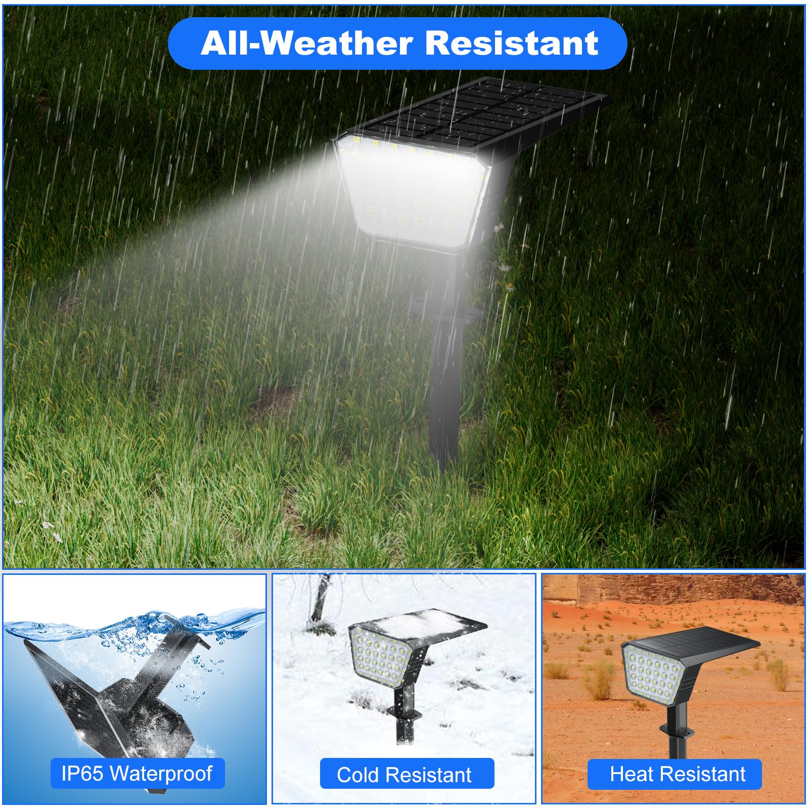 DEALGADGETS Solar Spot Lights, IP65 Waterproof, 44 LED, 4 Pack, Cool White, Model JGD003-V0, Auto On/Off, 3 Lighting Modes
