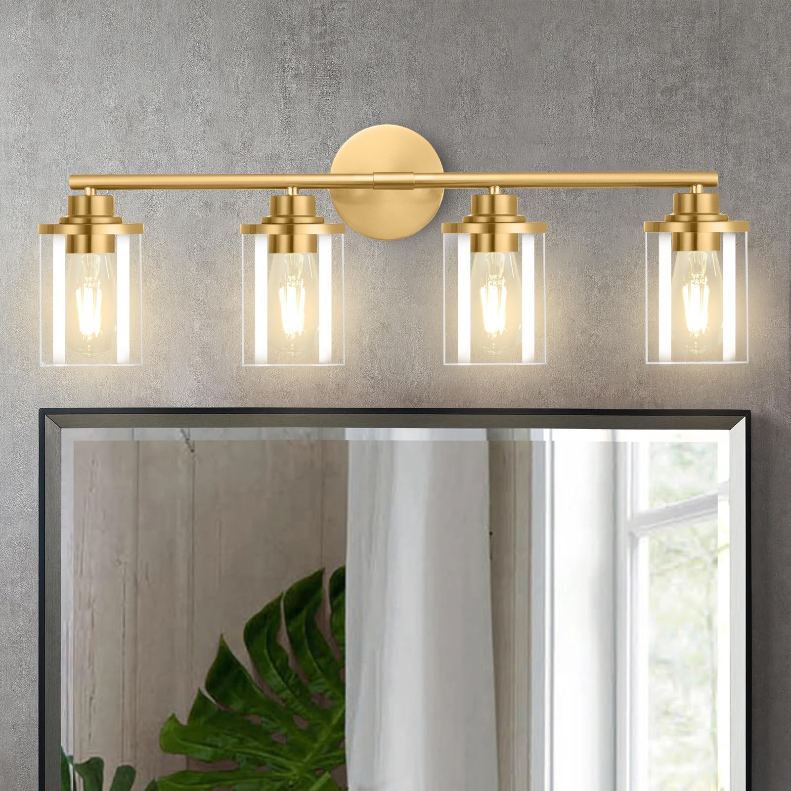 Porphyions Bathroom Light Fixtures,Vanity Lights,Gold Bathroom Lights Over Mirror,Brushed Gold Vanity Light for Bathroom,31'' Br