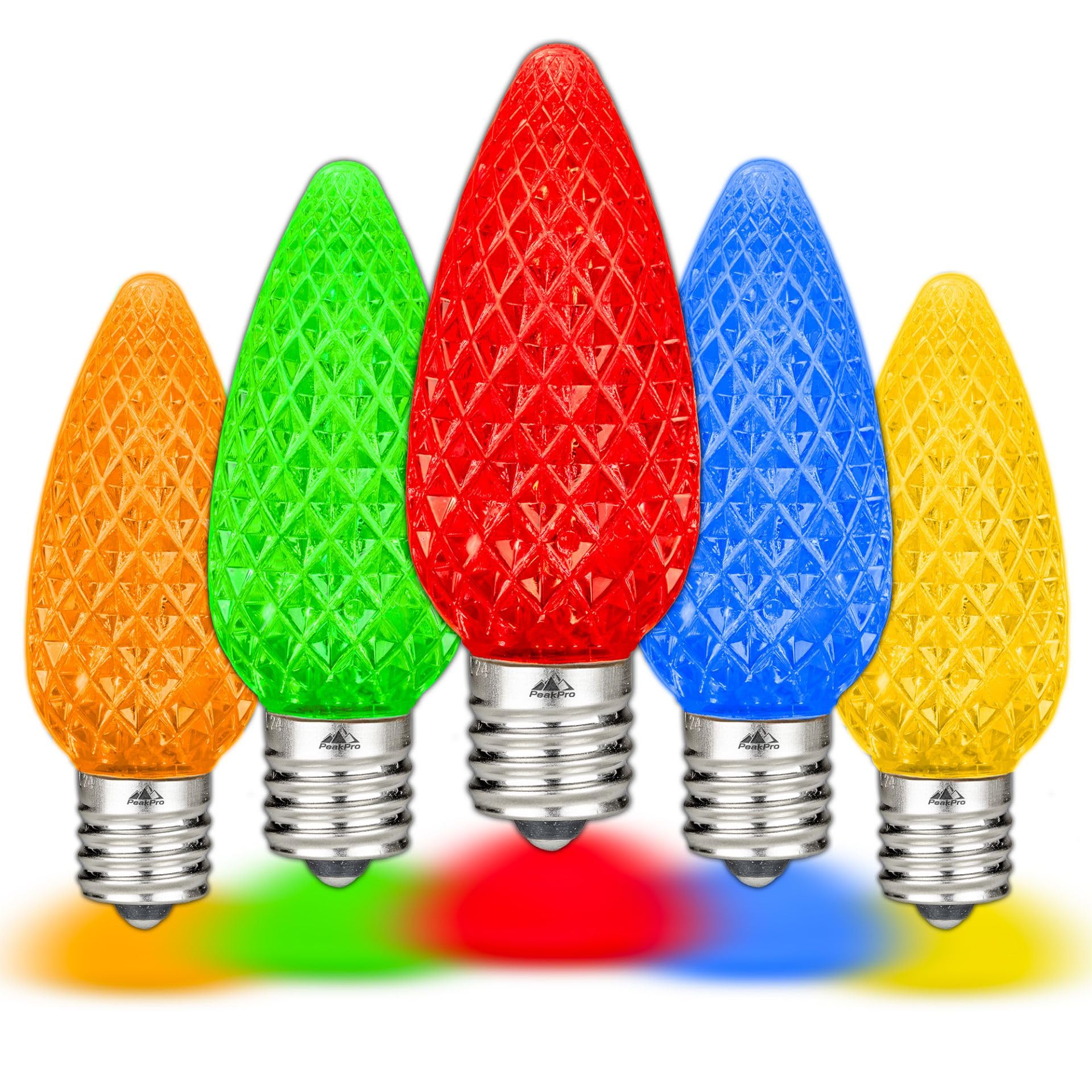Novelty Lights 250CT C9 LED Faceted Ultra Bright Dimmable Outdoor Christmas Light Replacement Bulbs - Decorative Multicolor Lights